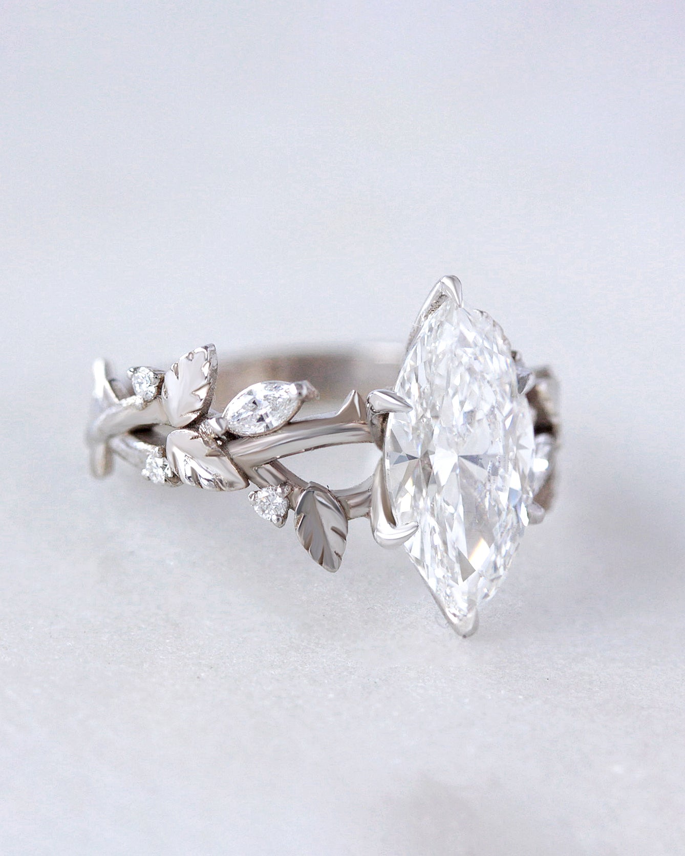 1.5ct Marquise Nature Inspired Marquise Diamond Engagement Ring