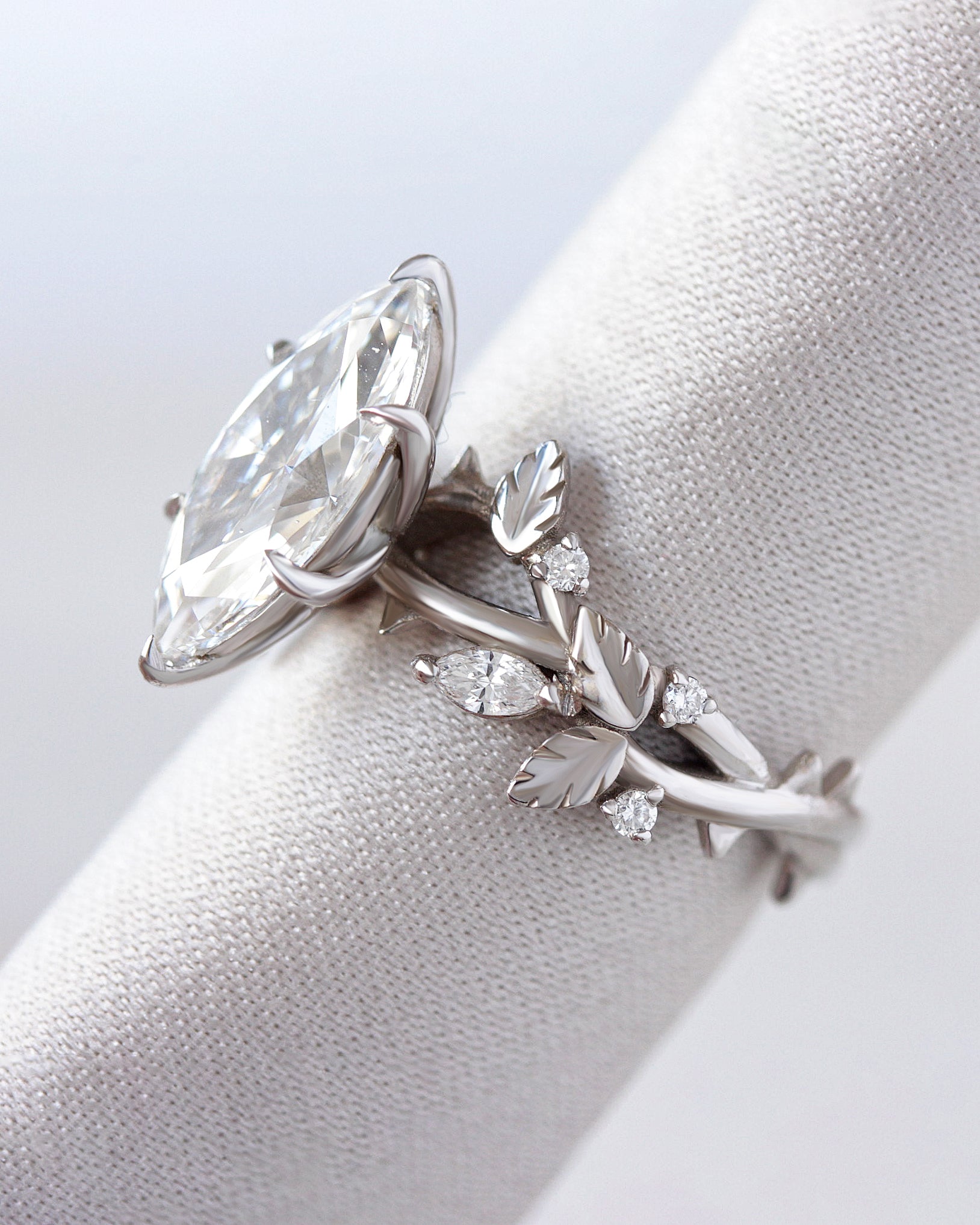1.5ct Marquise Nature Inspired Marquise Diamond Engagement Ring