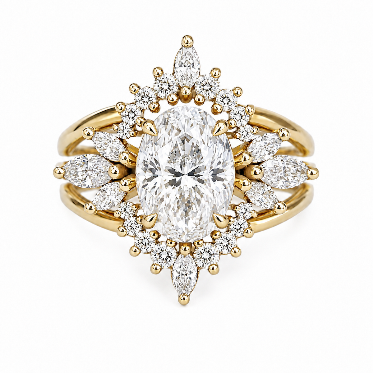 1.60CT Oval Diamond Unique Engagement Ring, Athena with Two Athena Armors. (Copy)