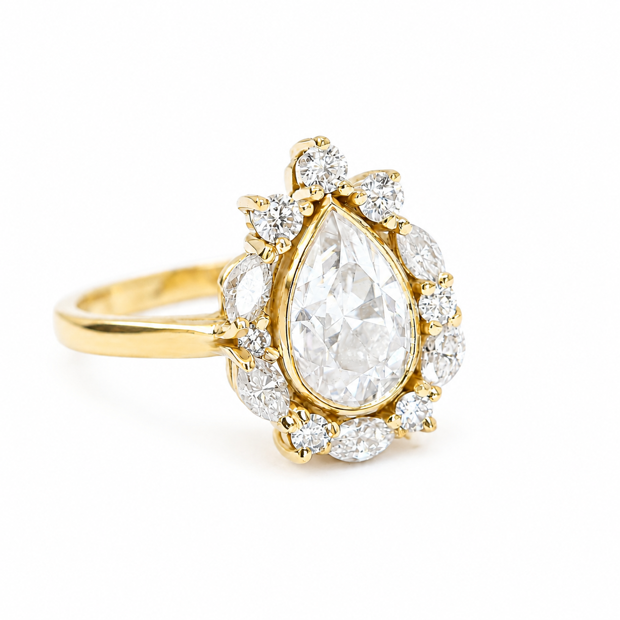 1ct Pear Diamond Halo Engagement Ring - "Ballerina"