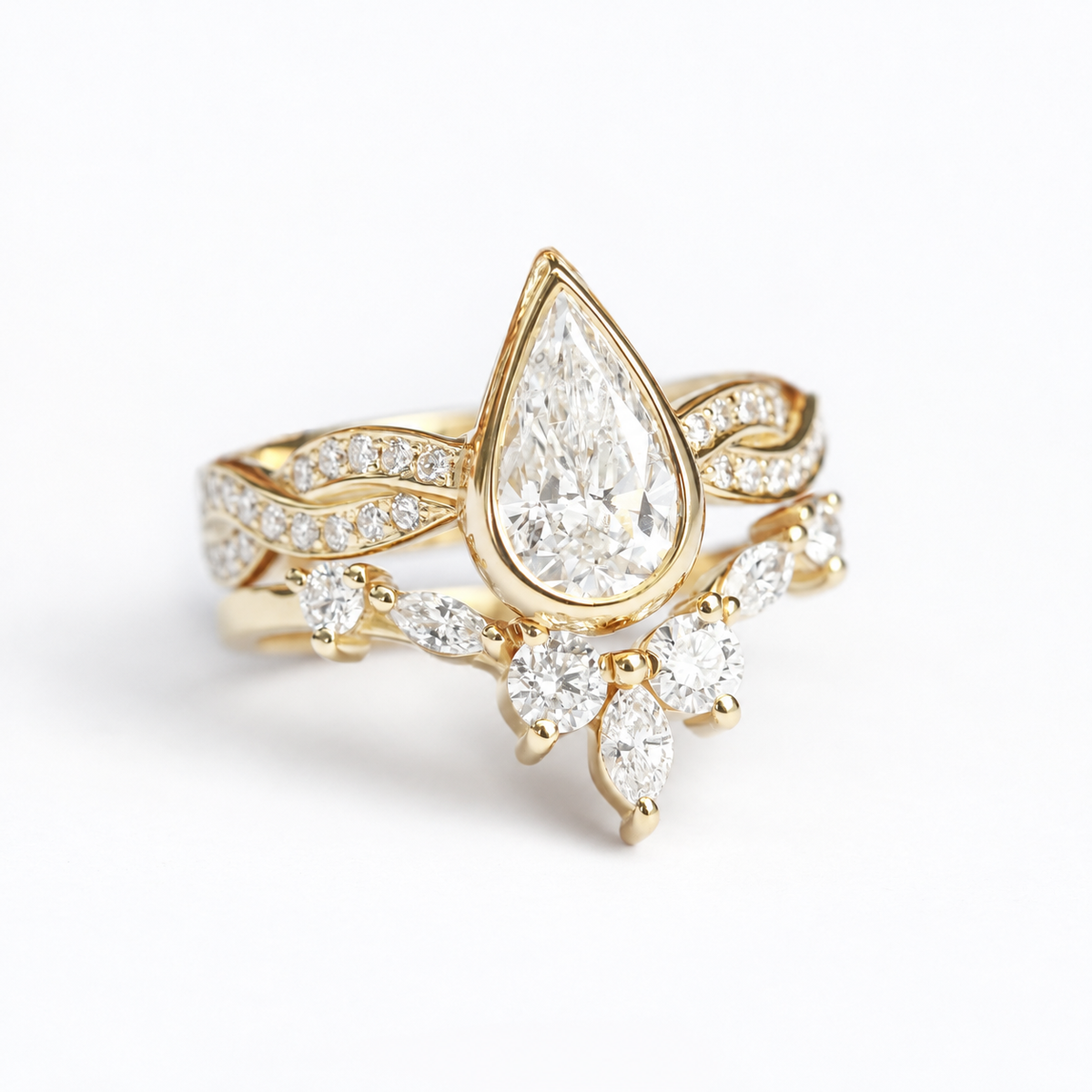 1ct pear diamond bezel engagement ring dragonfly zeus