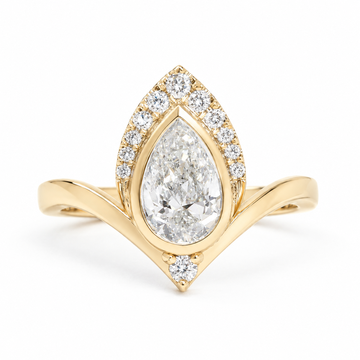 Pear Diamond Unique Chevron Engagement Ring, "Atyasha"