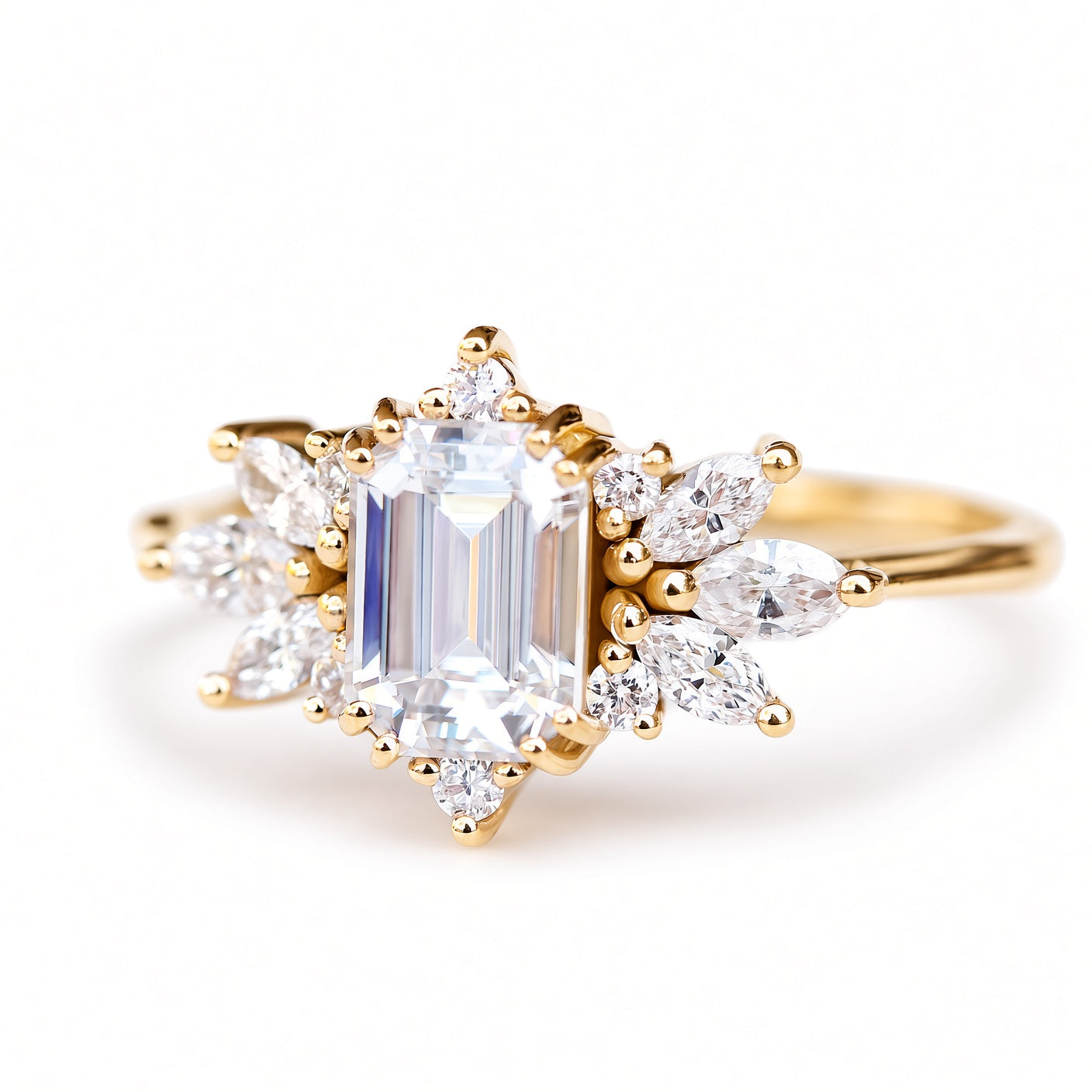 1ct emerald cut diamond engagement ring spark yellow gold