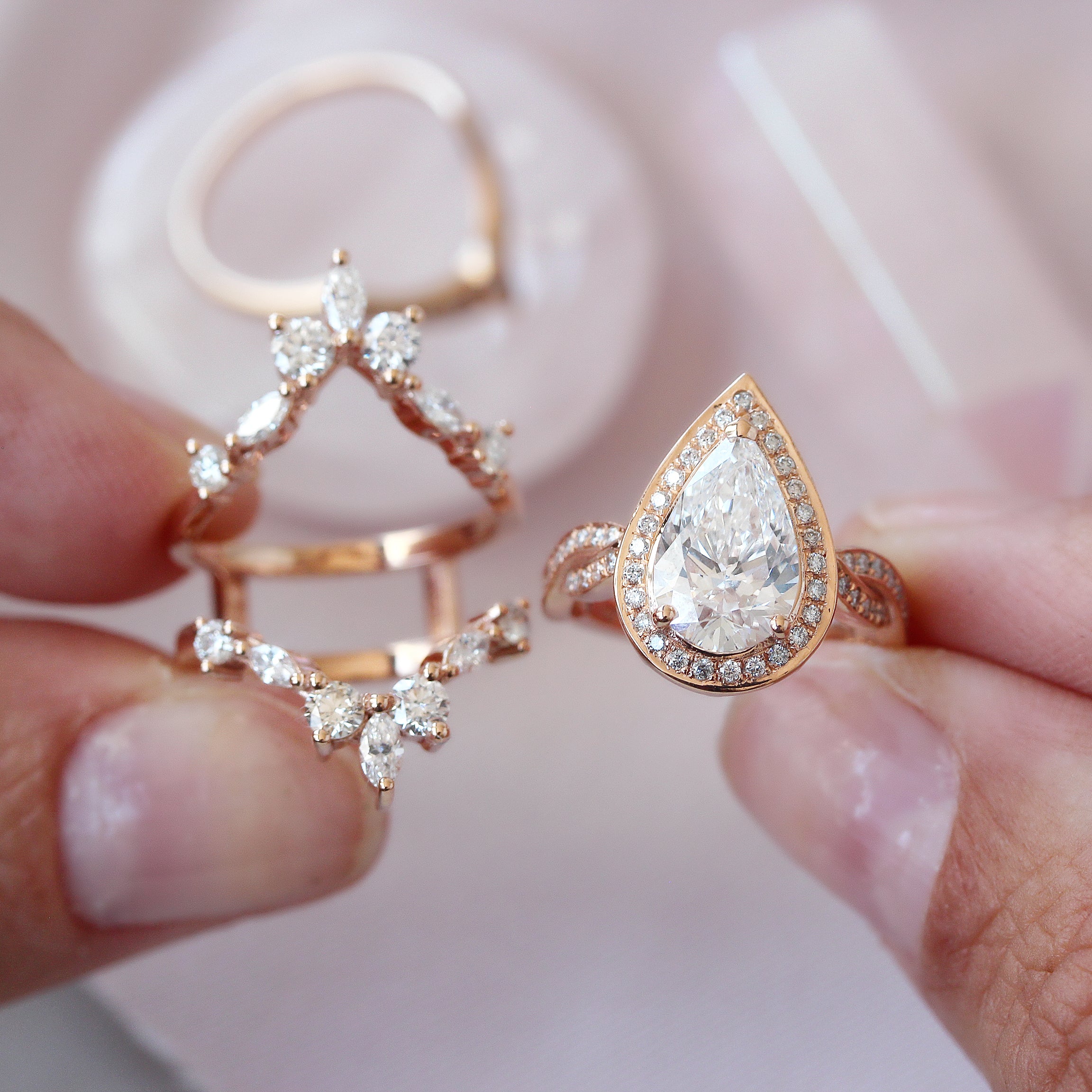 2 Carat Pear Shape Rose Gold Engagement Ring