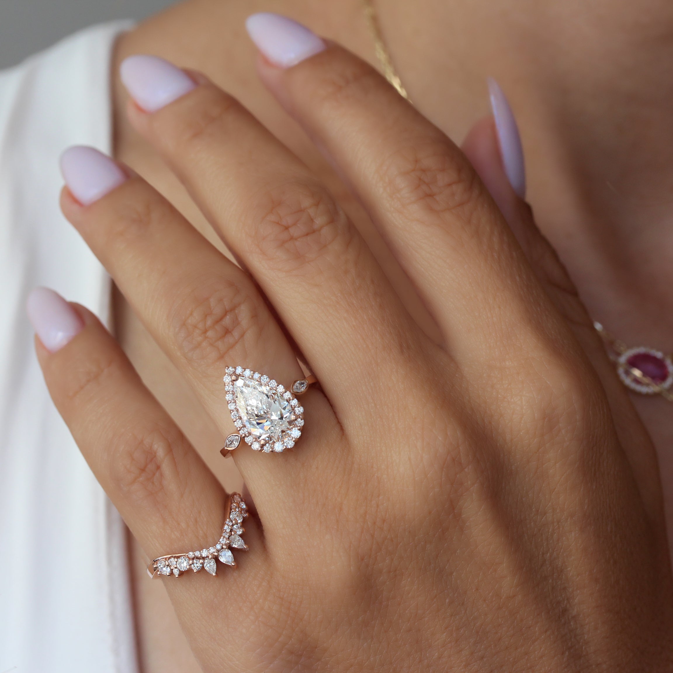 2.5ct Pear Shape Diamond Halo Engagement Ring Zoe