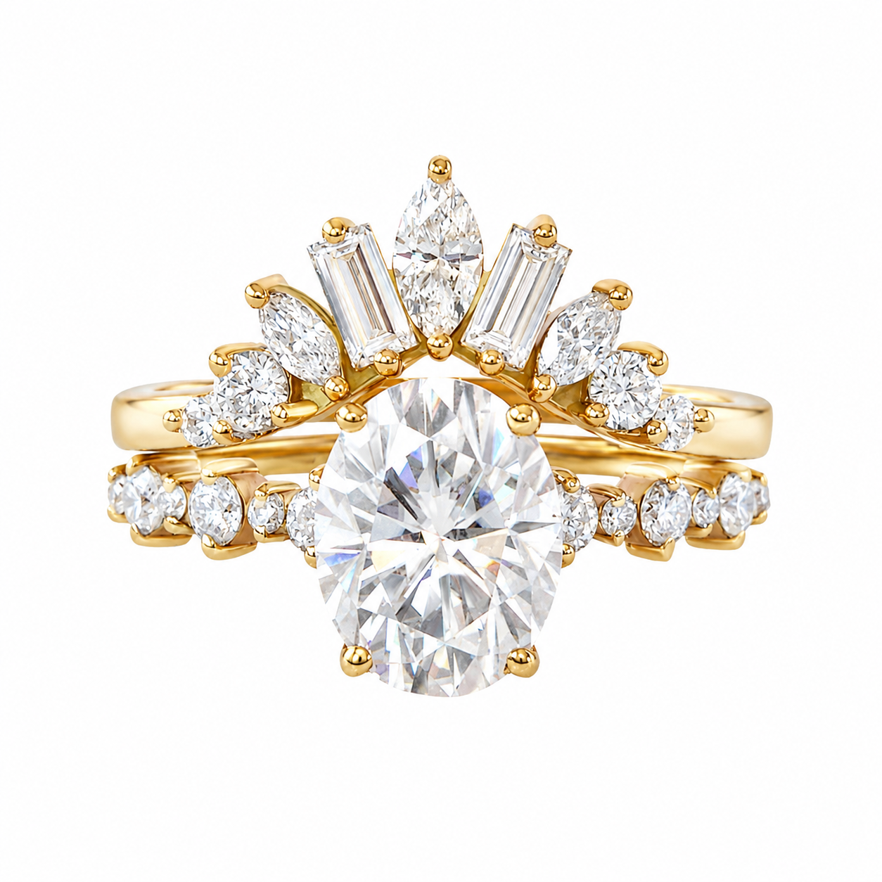 2CT Oval Diamond Engagement Ring With Diamond Nesting Wedding Ring, Margo and Ally V