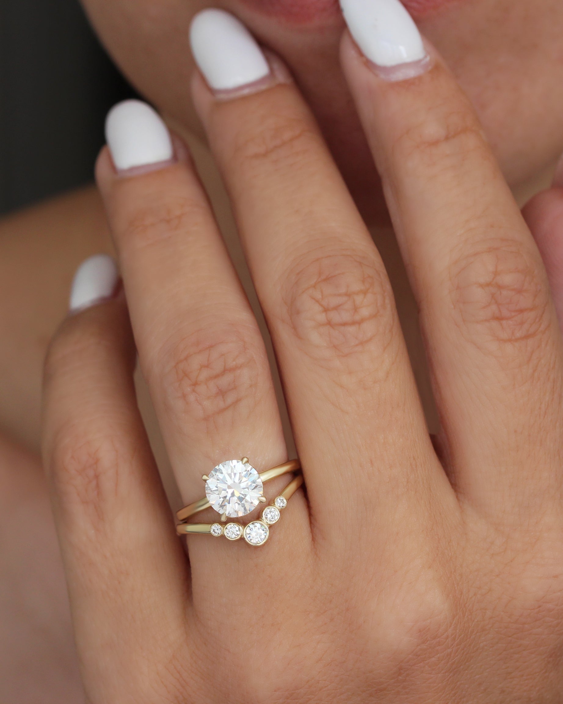 2 Carat Lab Diamond Simple Solitaire Ring and Matching Nesting Ring