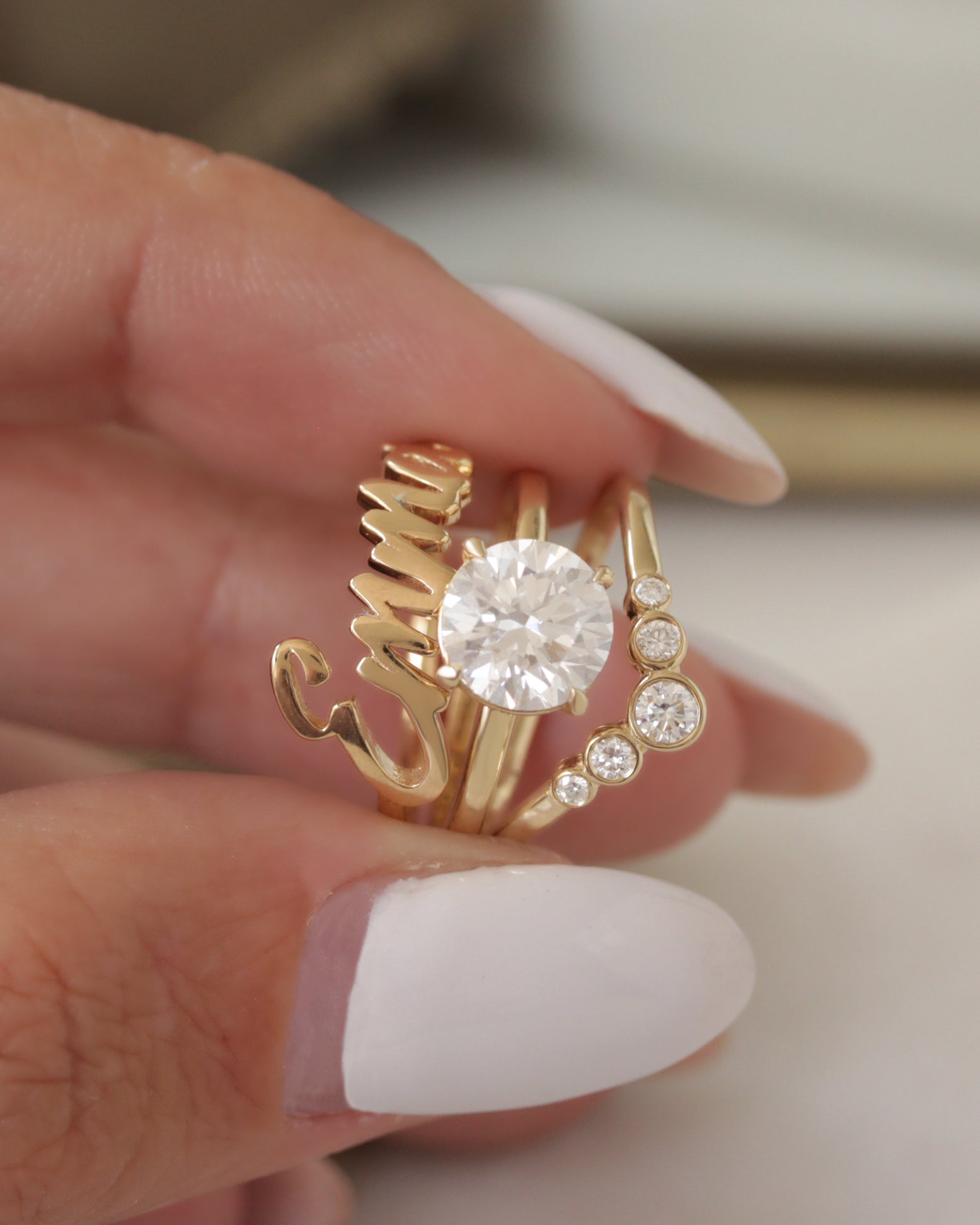 2 Carat Lab Diamond Simple Solitaire Ring and Matching Nesting Ring