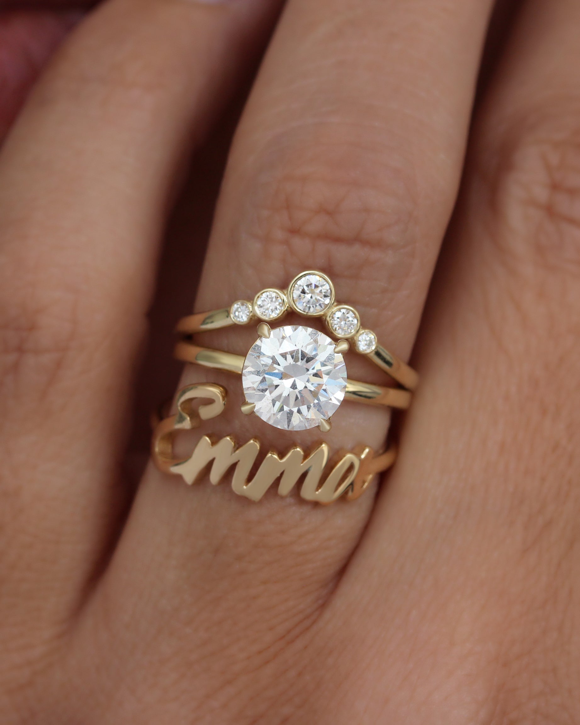2 Carat Lab Diamond Simple Solitaire Ring and Matching Nesting Ring
