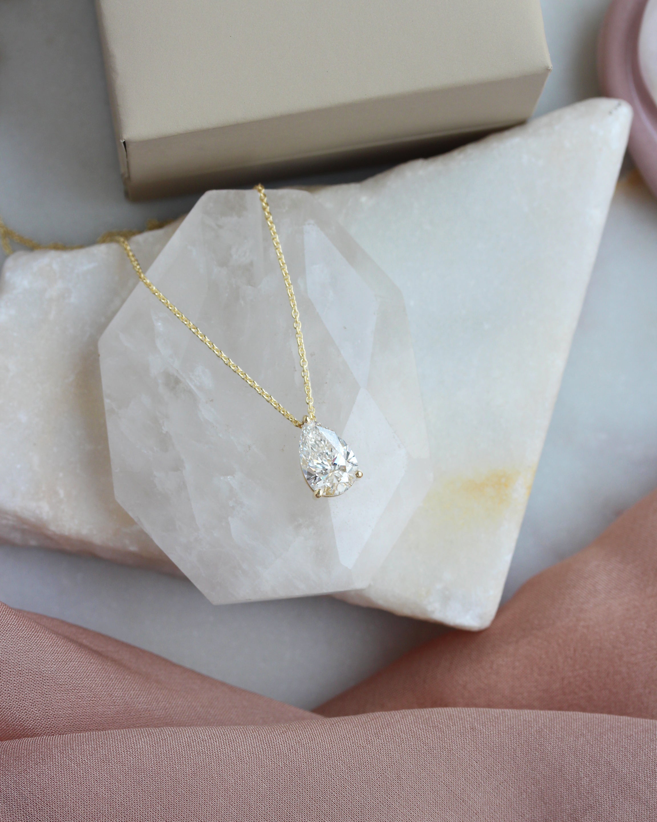 2CT Pear Diamond Prong Setting Solitaire Pendant Necklace Arya