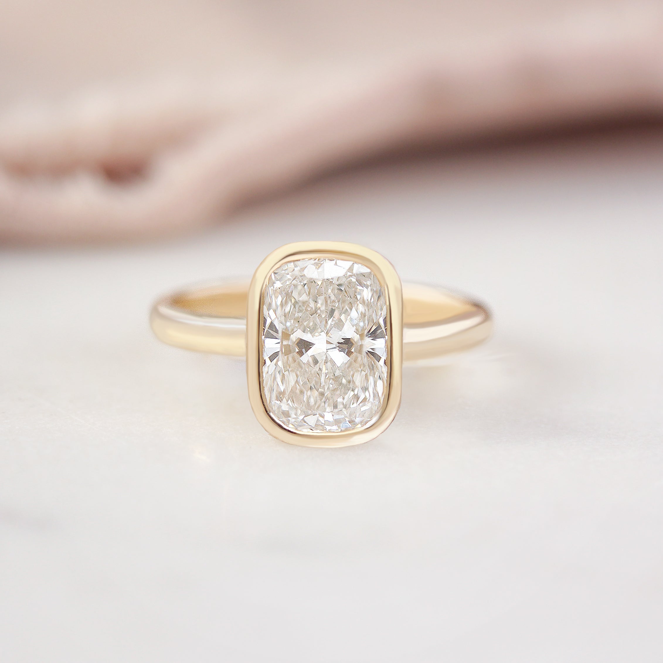 Cushion Cut Solitaire Bezel Set Diamond Engagement Ring Grace Cushion Cut Solitaire Bezel Set Diamond Engagement Ring Grace