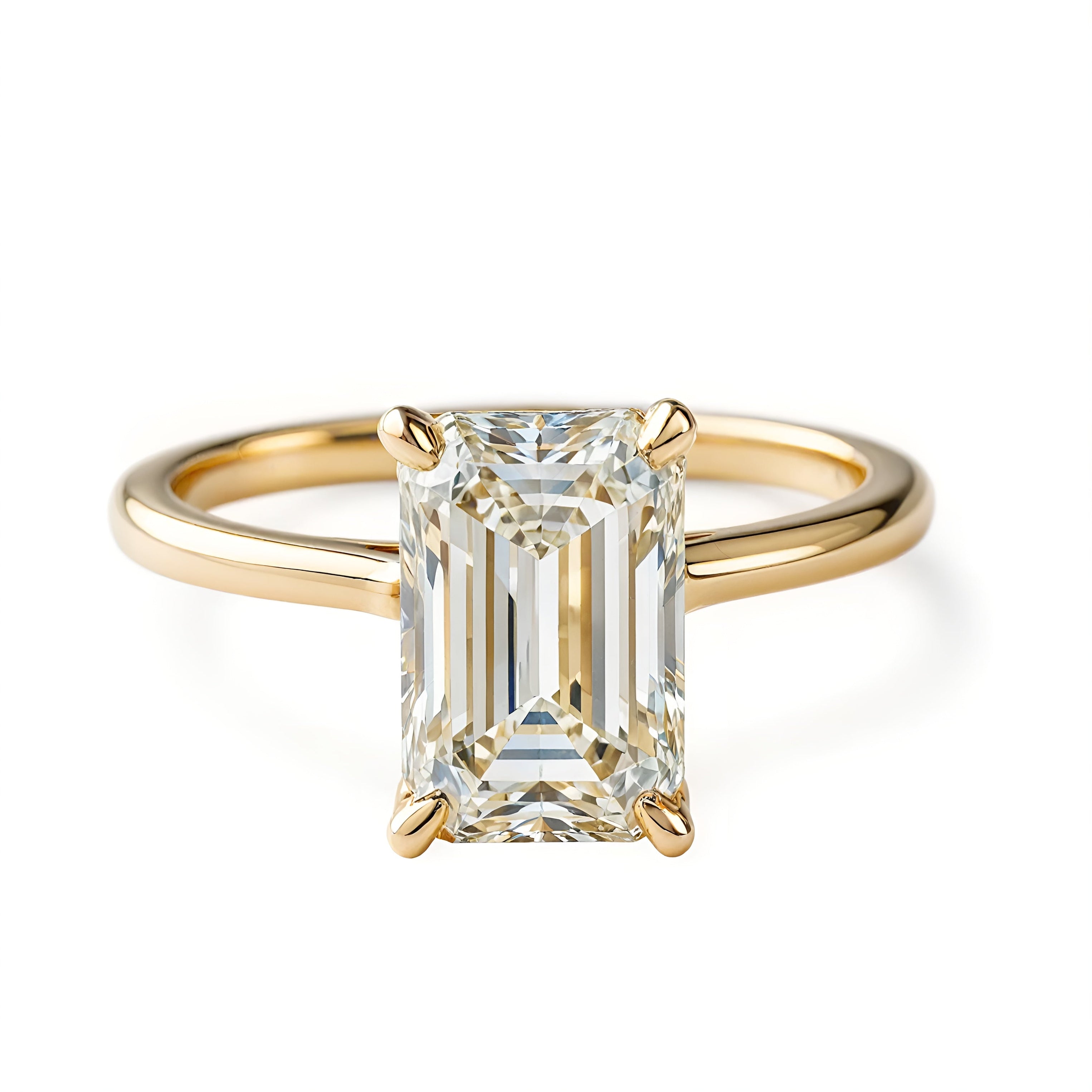 2ct emerald cut diamond solitaire yellow gold 