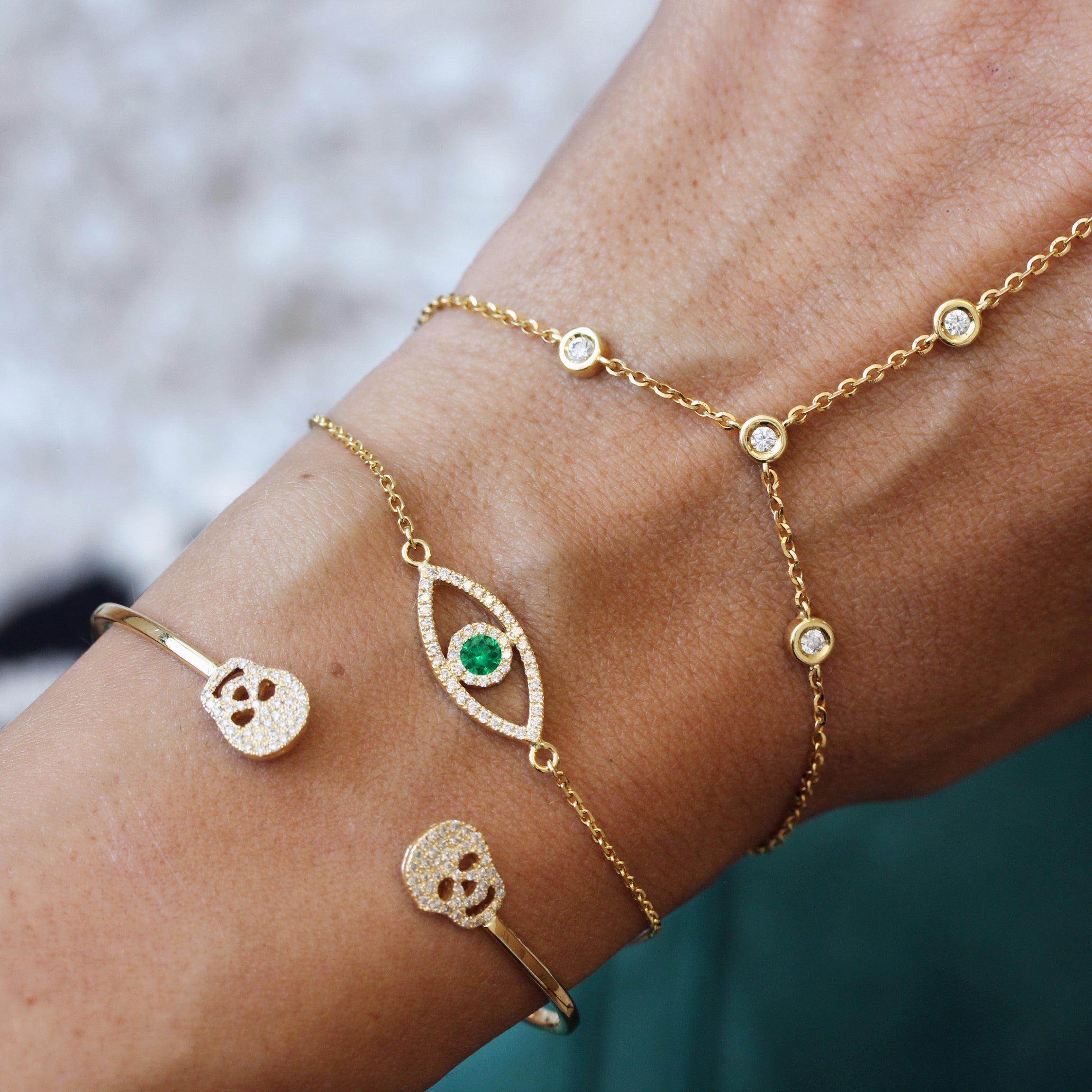 Evil Eye Sapphire, Ruby or Emerald & Diamonds Bracelet