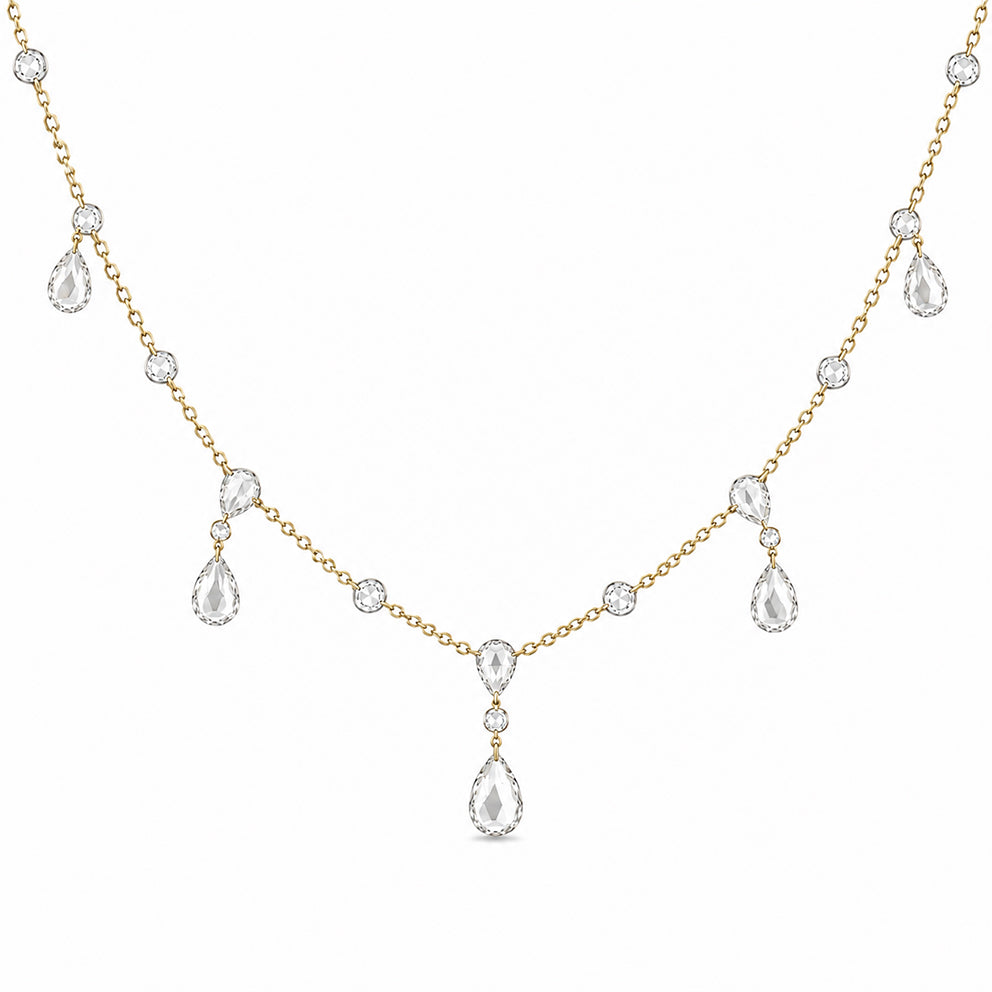 3.65ct Rose Cut Floating Diamond Necklace in 14K Yellow Gold