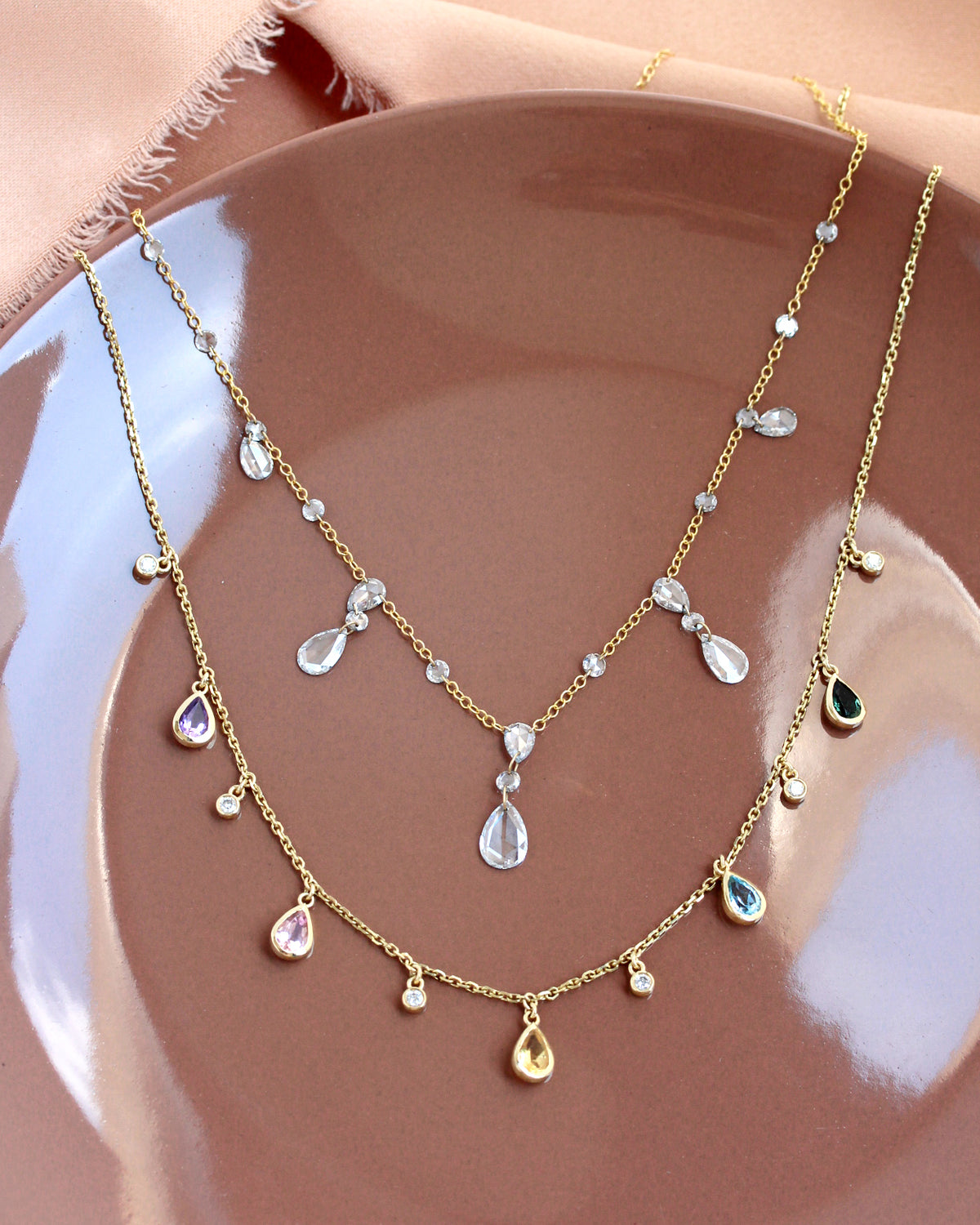 שרשרת Pave Diamonds 5 משולשים גדולים ♥