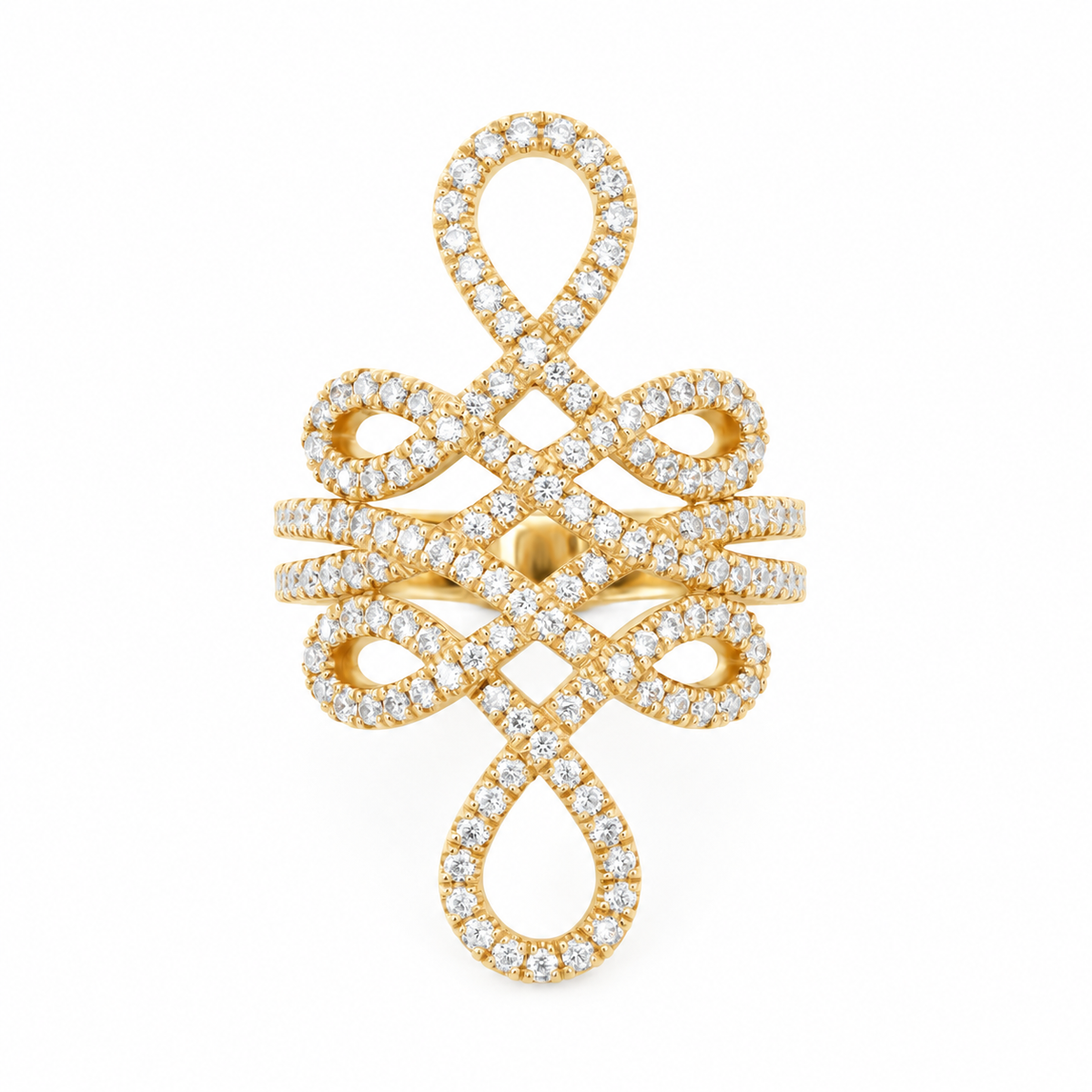 3cm Infinity Knot Wide Lace Diamond Ring