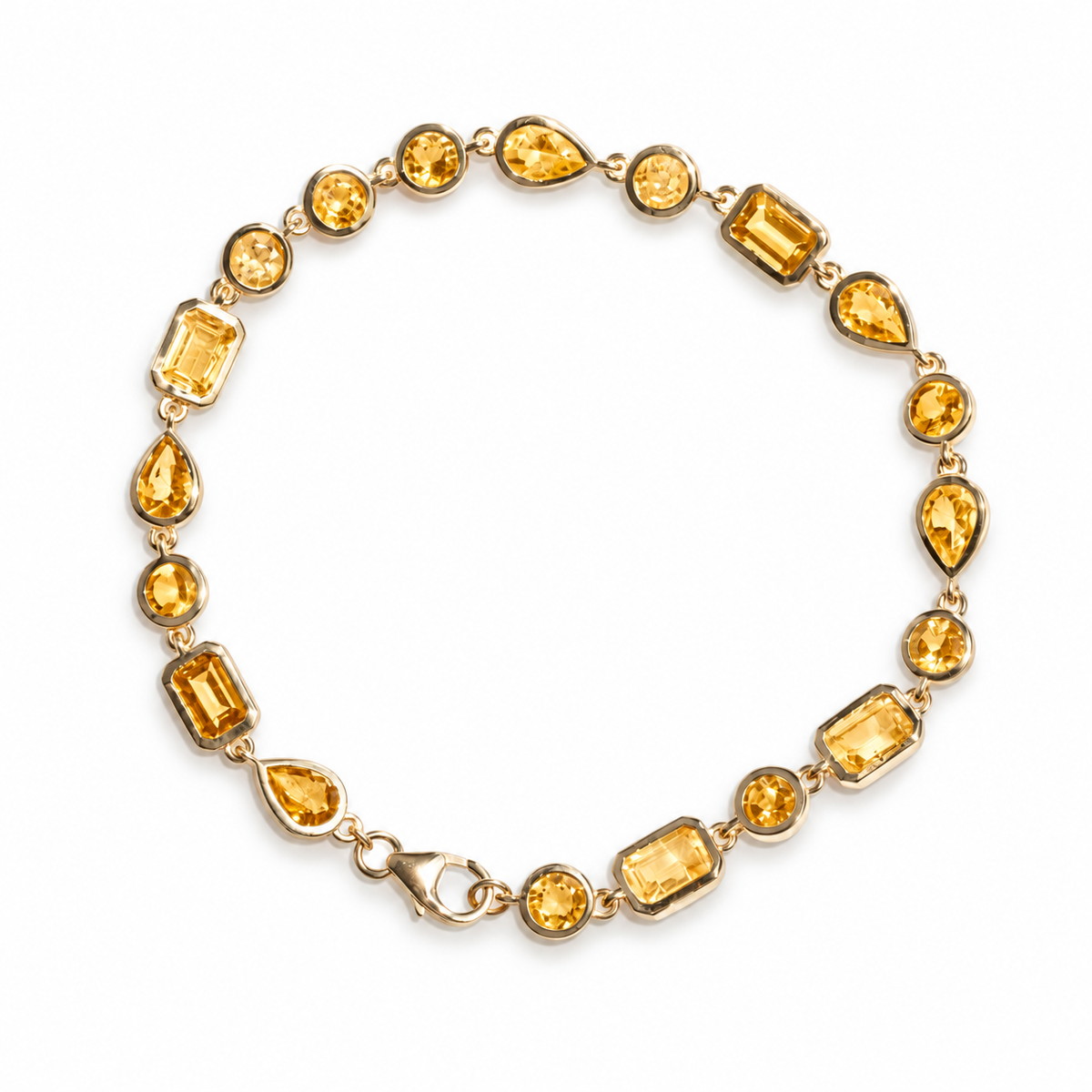 Multi Shape Bezel Set Citrine Bracelet