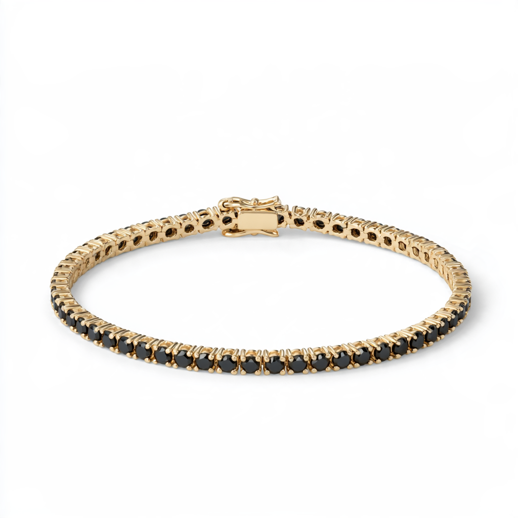 3mm Black Diamond Men Tennis Bracelet