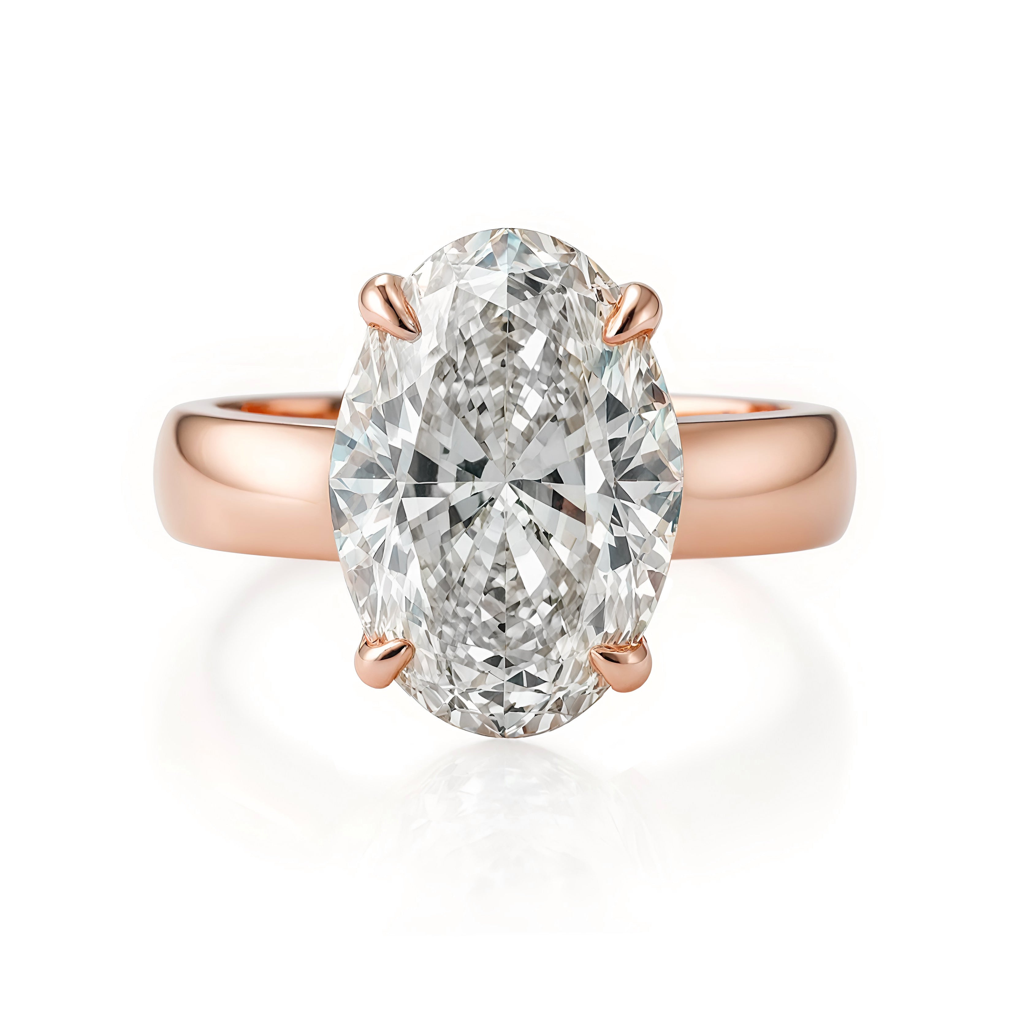 4mm Wide Band Oval Diamond Bold Engagement Ring Arya