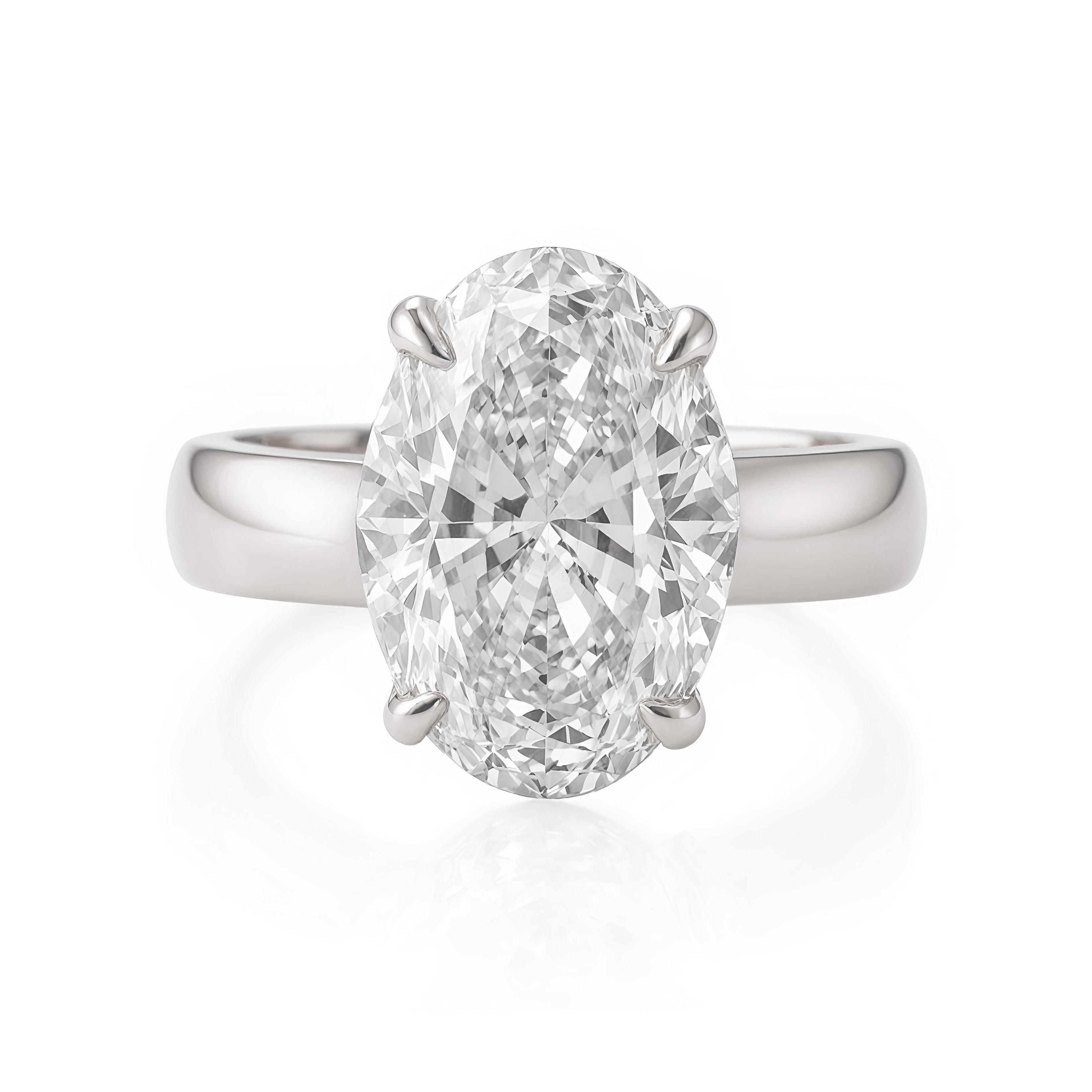 4mm Wide Band Oval Diamond Bold Engagement Ring Arya