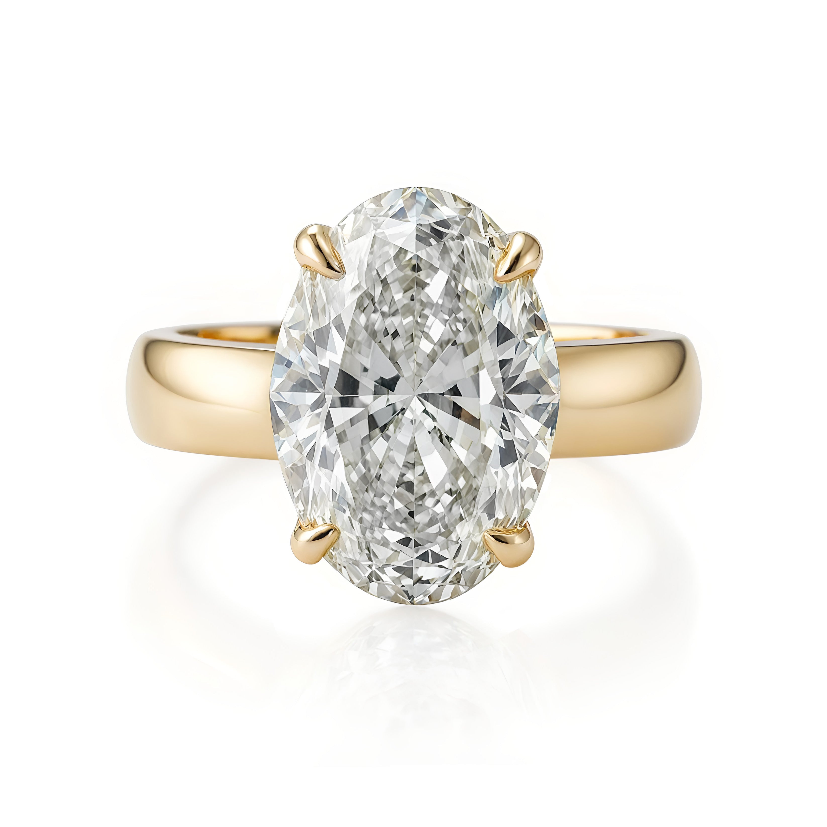 4mm Wide Band Oval Diamond Bold Engagement Ring Arya