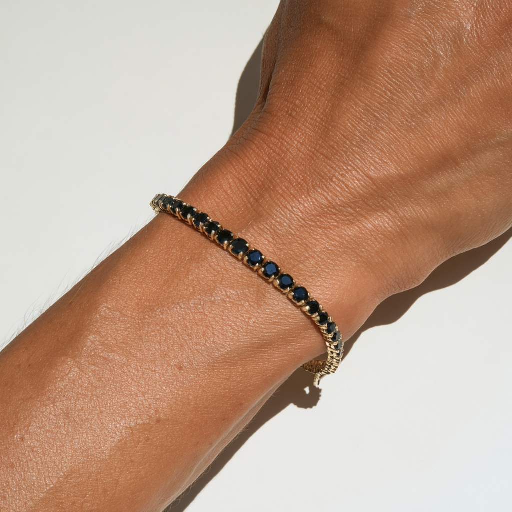 4mm Black Diamond Men Tennis Bracelet