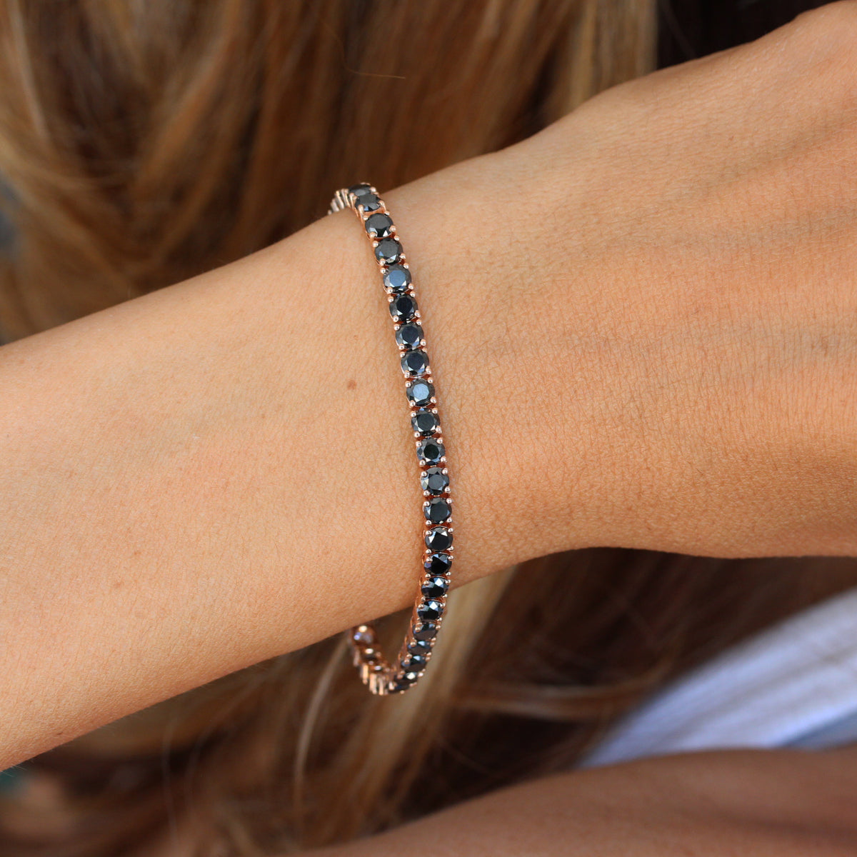 4mm Black Diamond Men Tennis Bracelet