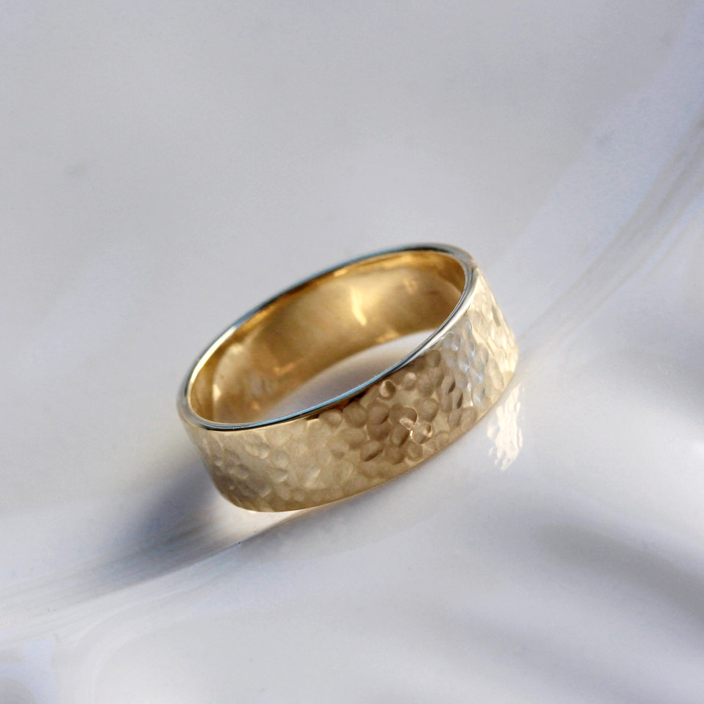 6.5mm Wide Hammered Textured Unisex Men Wedding Ring, hammered, texture, men, wedding, band, ring, unisex, wide, gold, cigar band