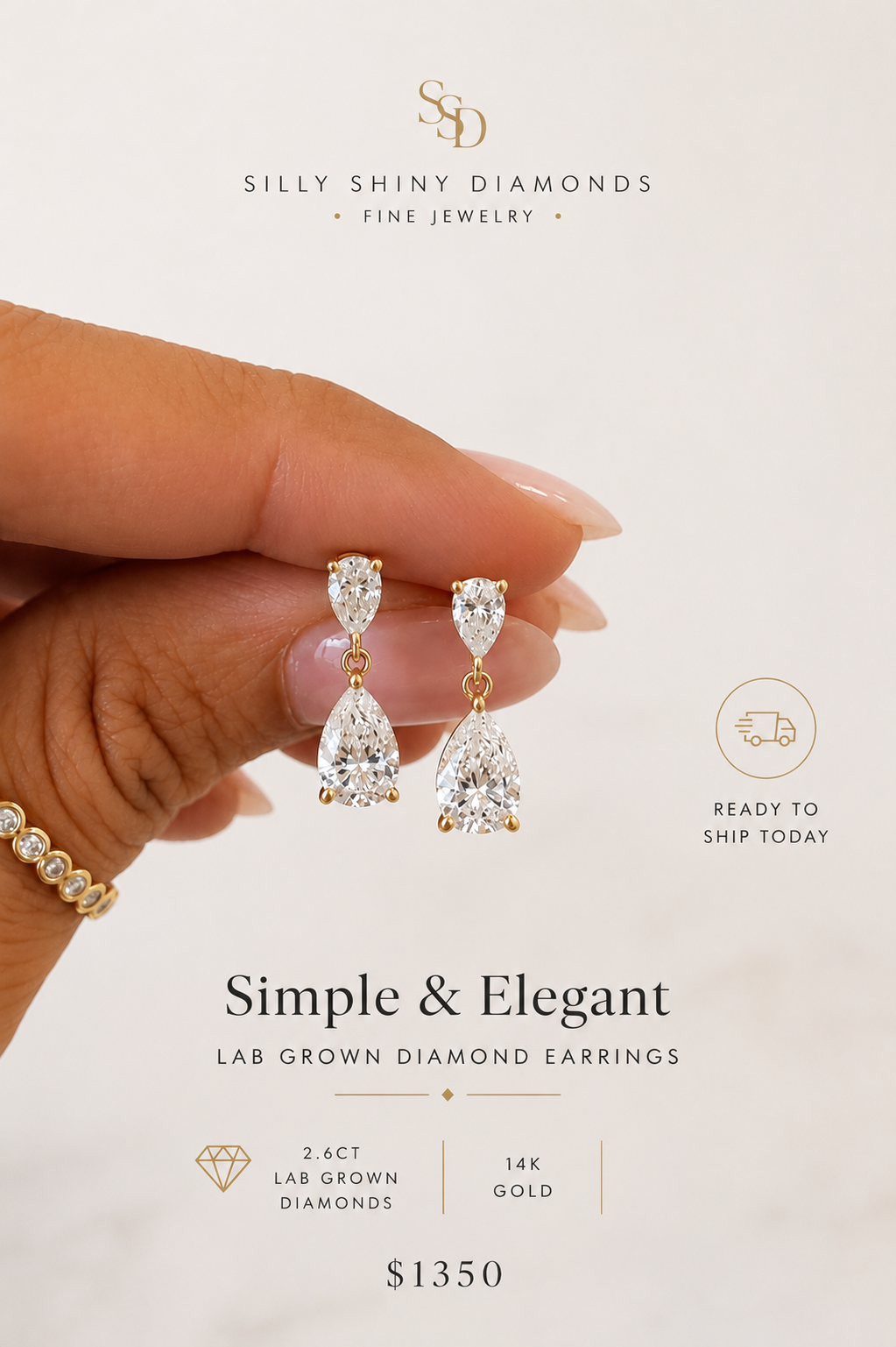 Pear Diamond and Drop Earrings