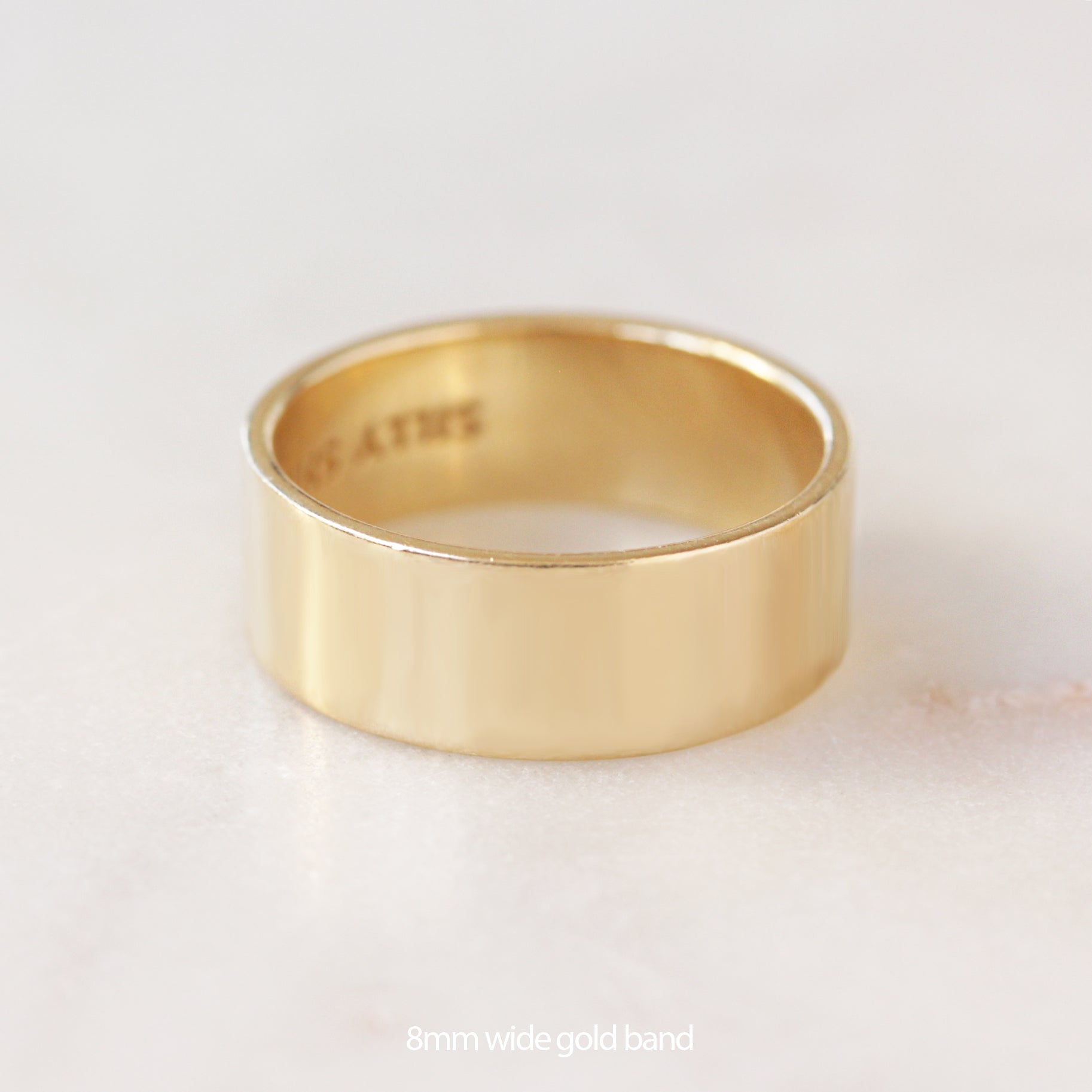 8mm Gold Cigar Band - Chunky Bold Gold Wedding Ring - Unisex