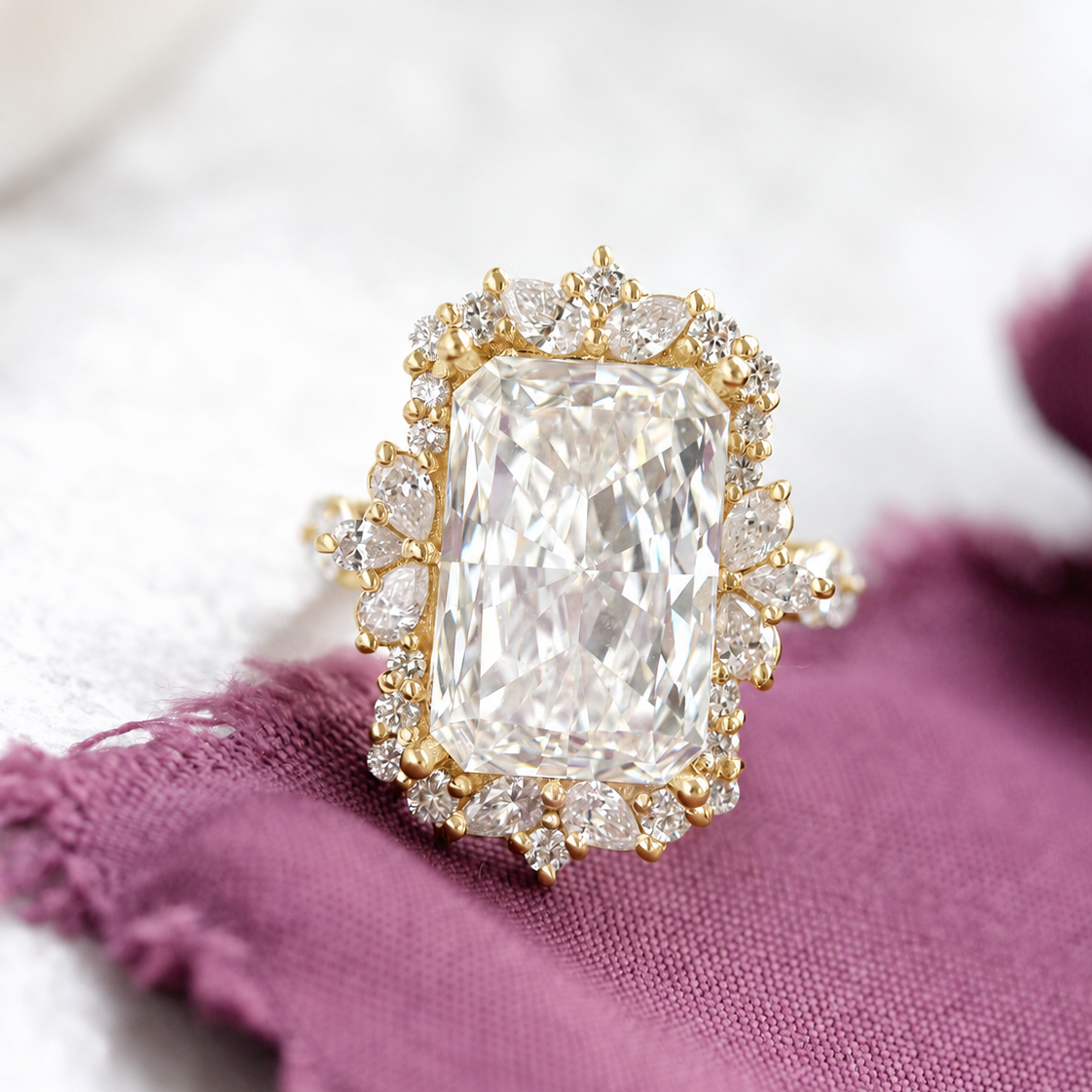 9ct Radiant Lab Grown Diamond Statement Royal Engagement Ring - Venice