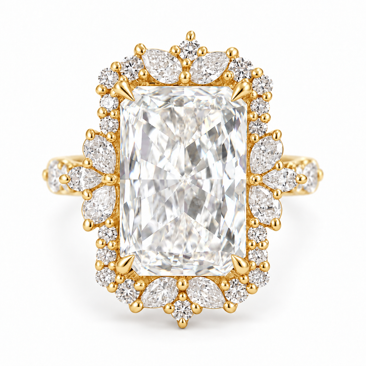 9ct Radiant Lab Grown Diamond Statement Royal Engagement Ring - Venice