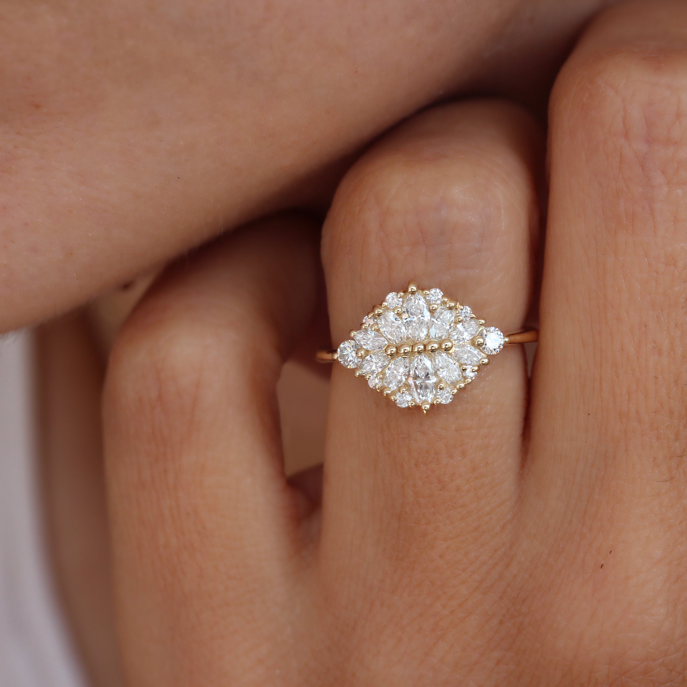 Cluster Marquise Diamond Alternative Engagement Ring - Reflections ♥