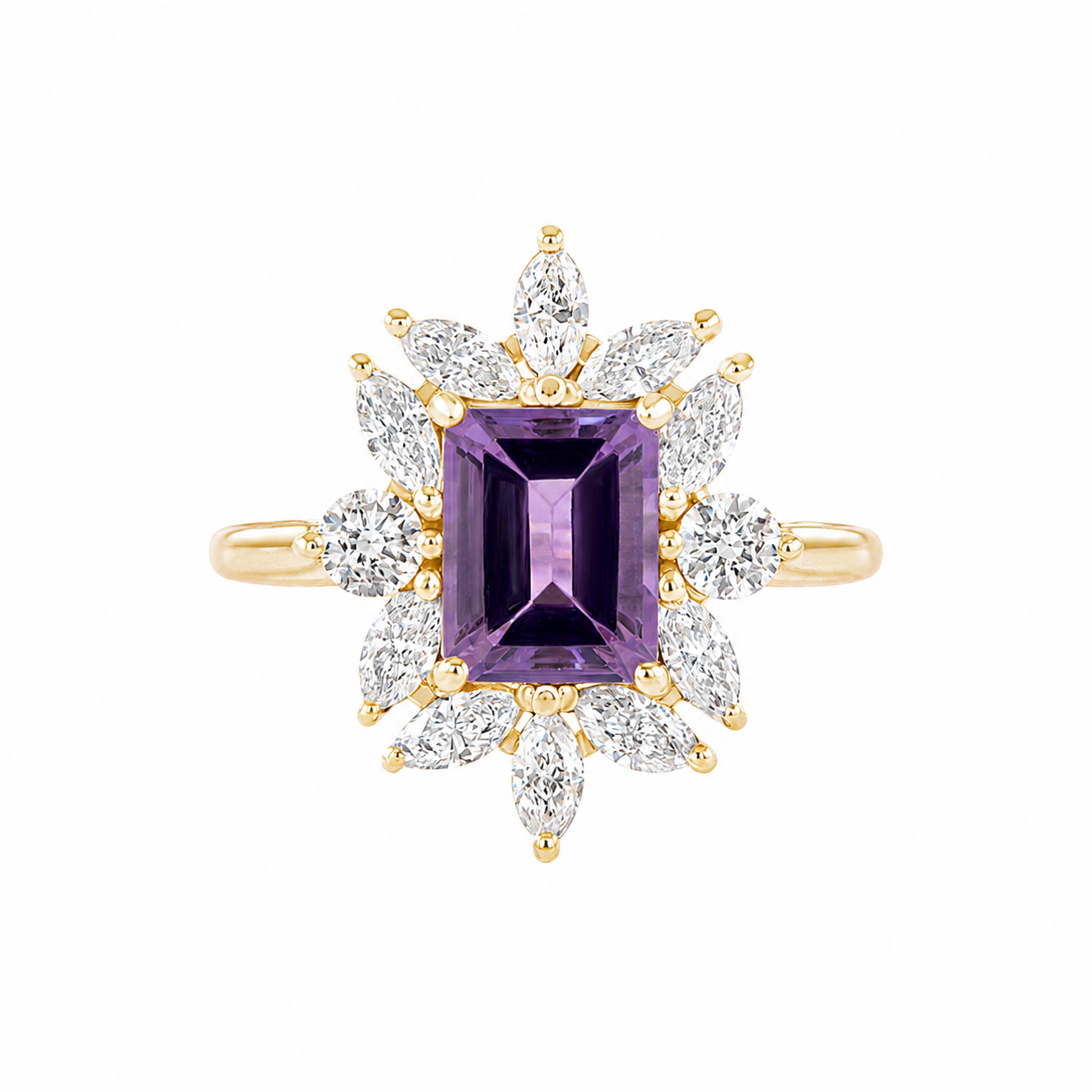 Amethyst and Diamond Engagement Ring, Charlotte