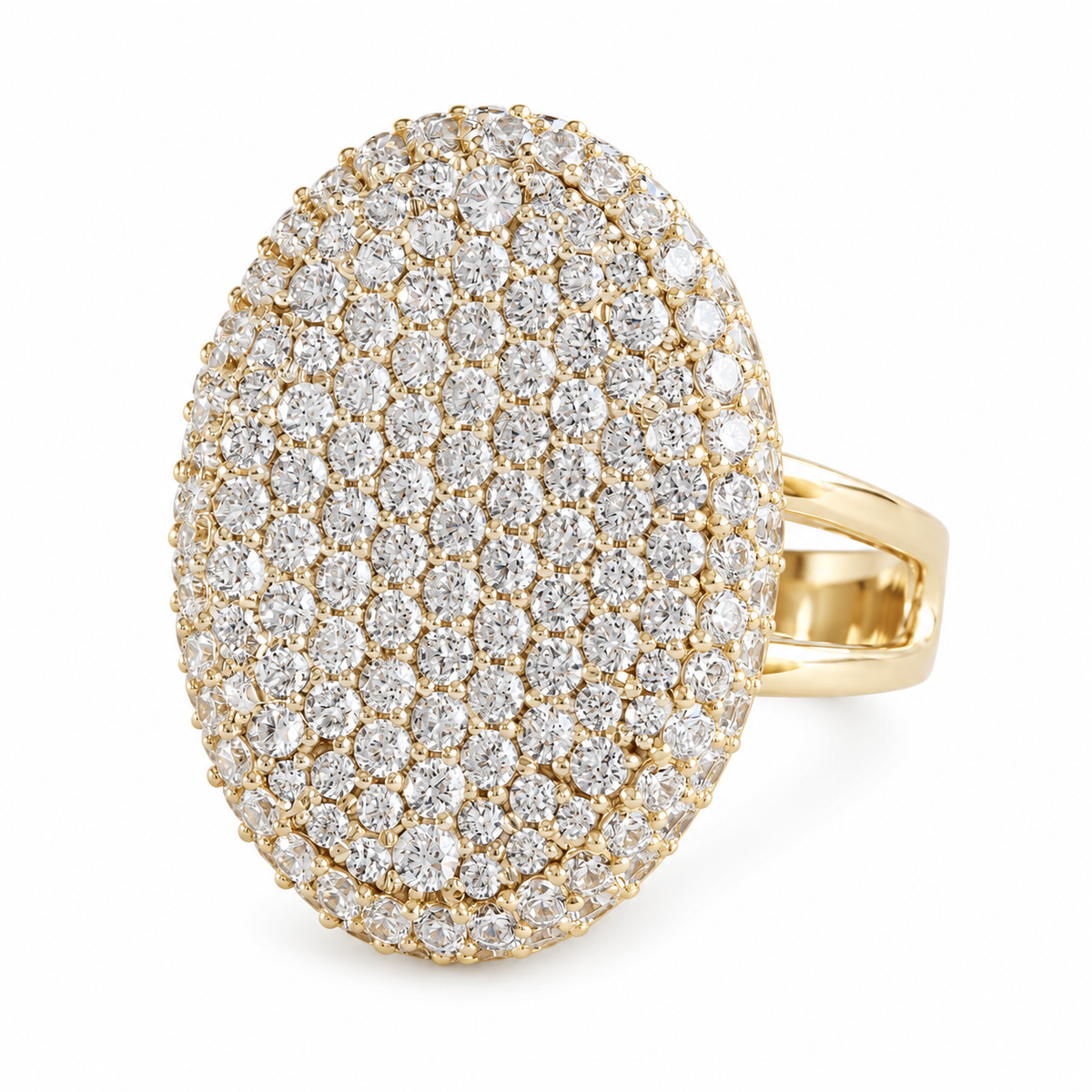 Big Oval Cocktail Diamond Engagement Ring