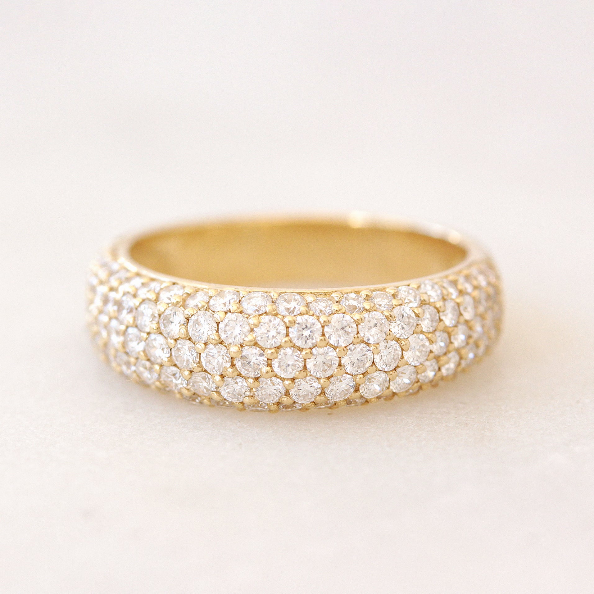 Puffy Bombe Bold Gold Chunky Diamond Wedding Dome Ring