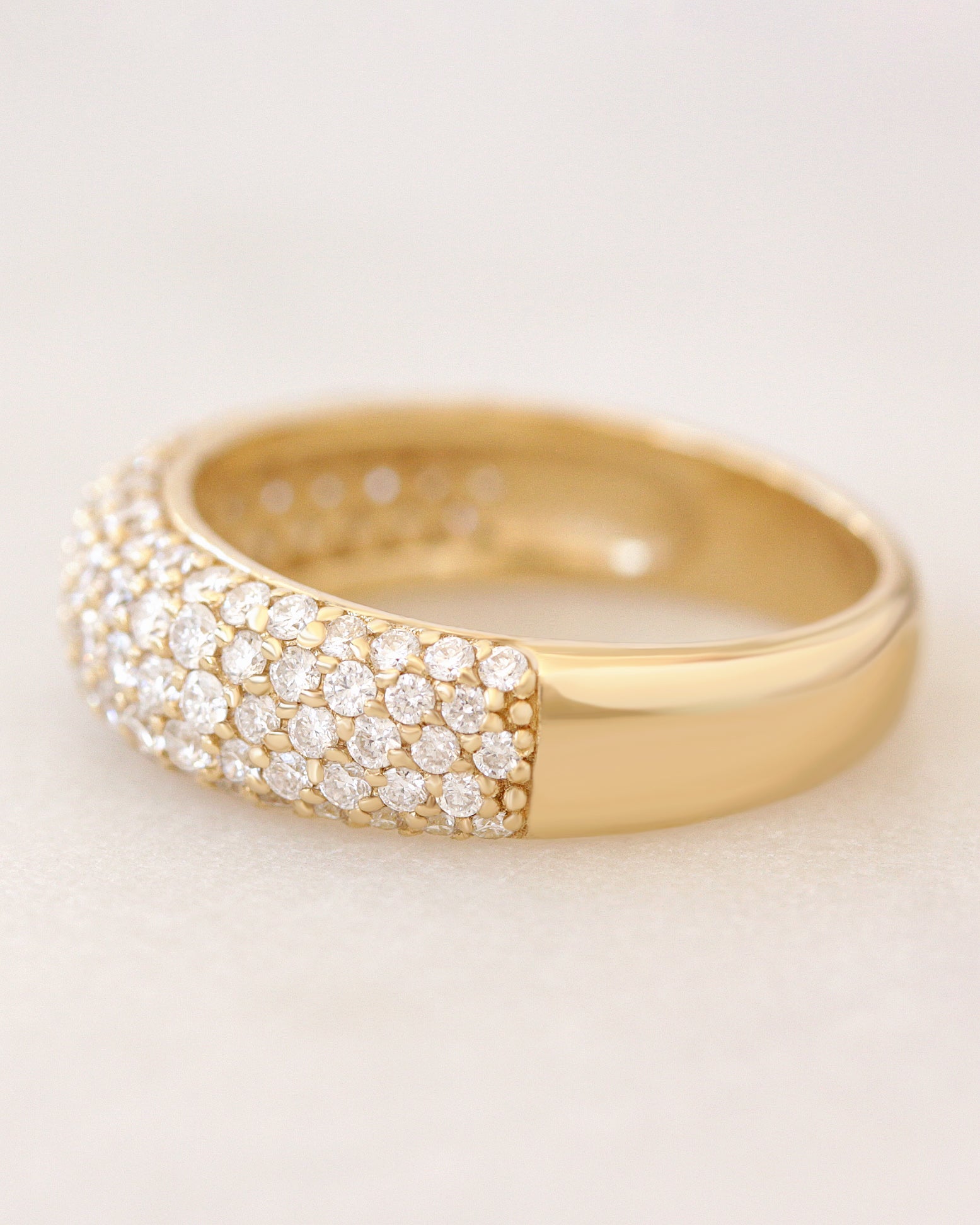 Puffy Bombe Bold Gold Chunky Diamond Wedding Dome Ring