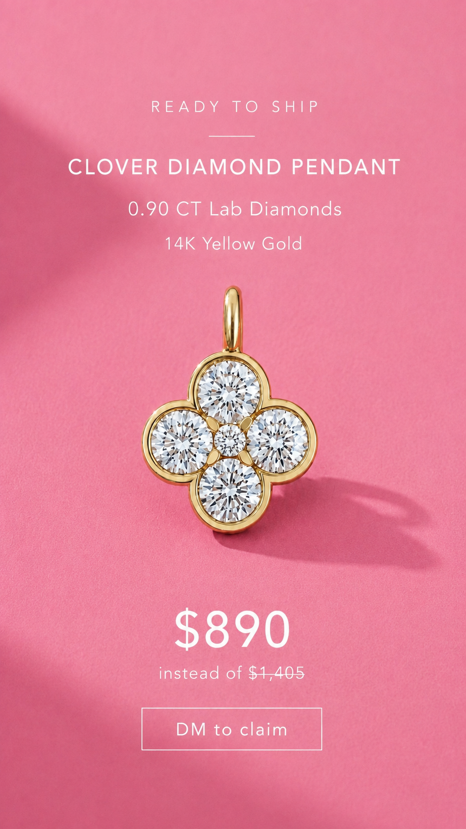 14K Clover Diamond Pendant