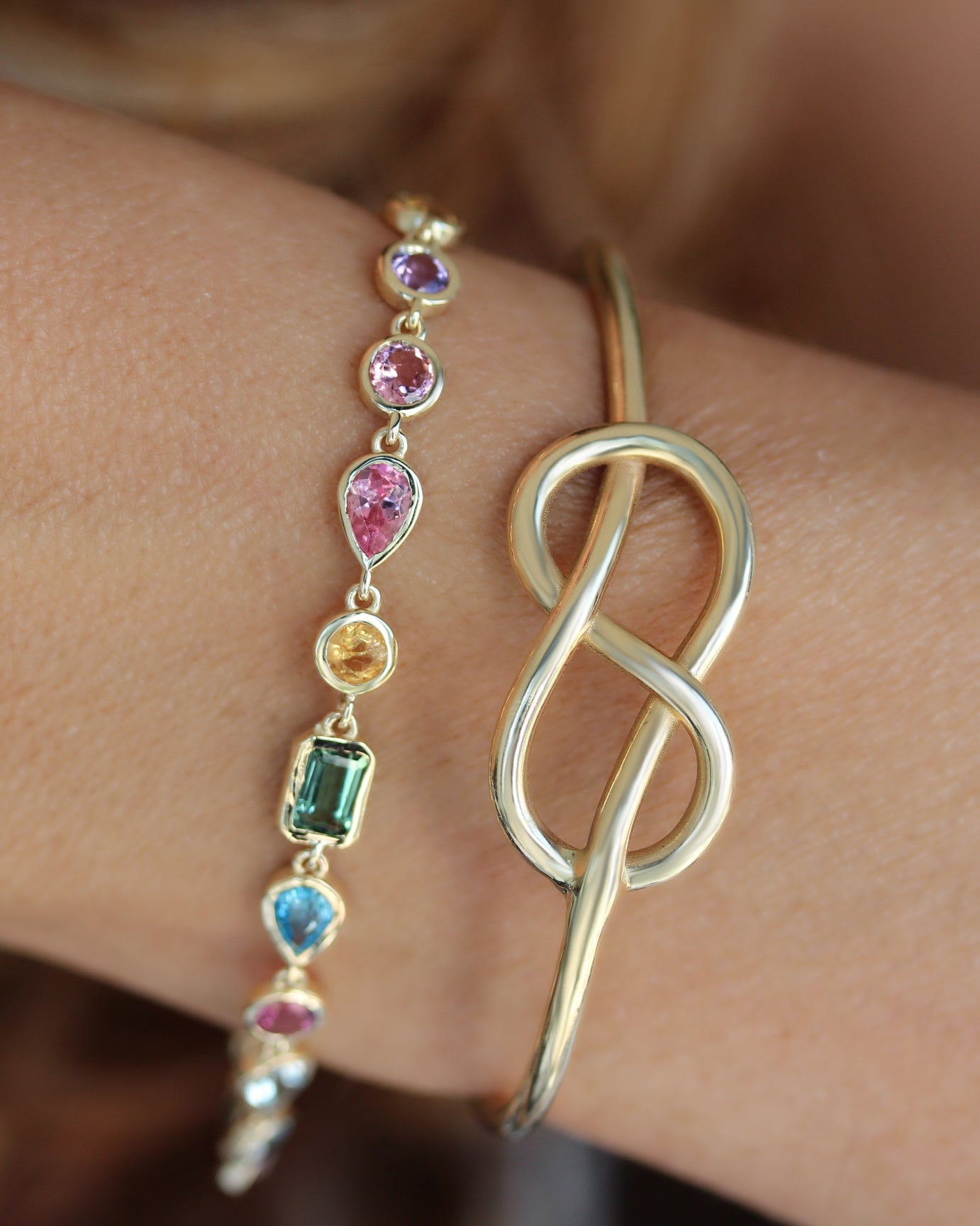 Colorful Rainbow Multi Gemstone Bezel Set Birthstone Bracelet, gemstone, colieer, bracelet, bezel setting, colorful , mixshape, mix gemstone, rainbow,  Navaratna inspired jewelry, amethyst' tourmaline' blue topaz' citrine