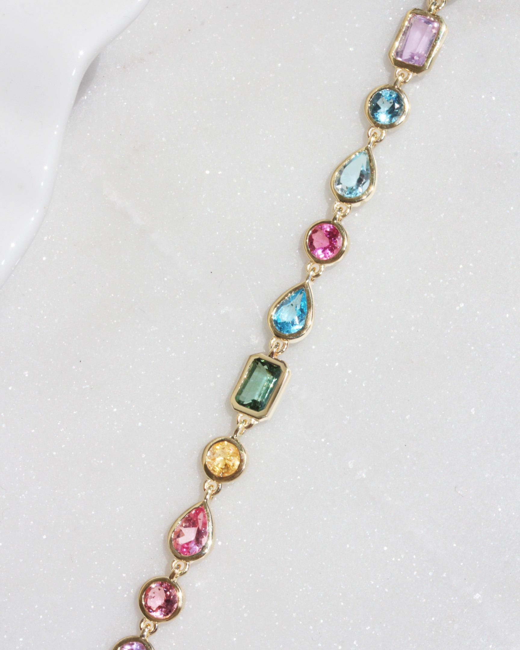 Colorful Rainbow Multi Gemstone Bezel Set Birthstone Bracelet, gemstone, colieer, bracelet, bezel setting, colorful , mixshape, mix gemstone, rainbow,  Navaratna inspired jewelry, amethyst' tourmaline' blue topaz' citrine