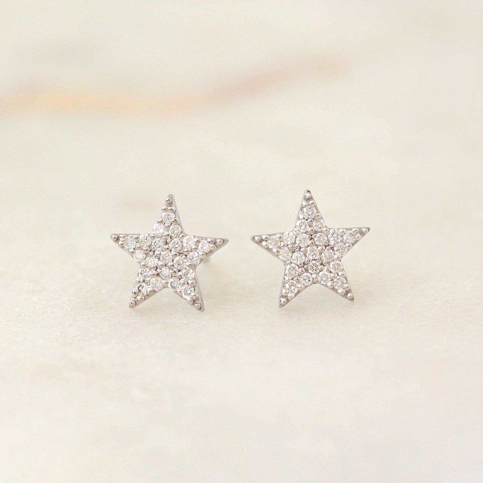 Dainty Star Diamond Stud Earrings