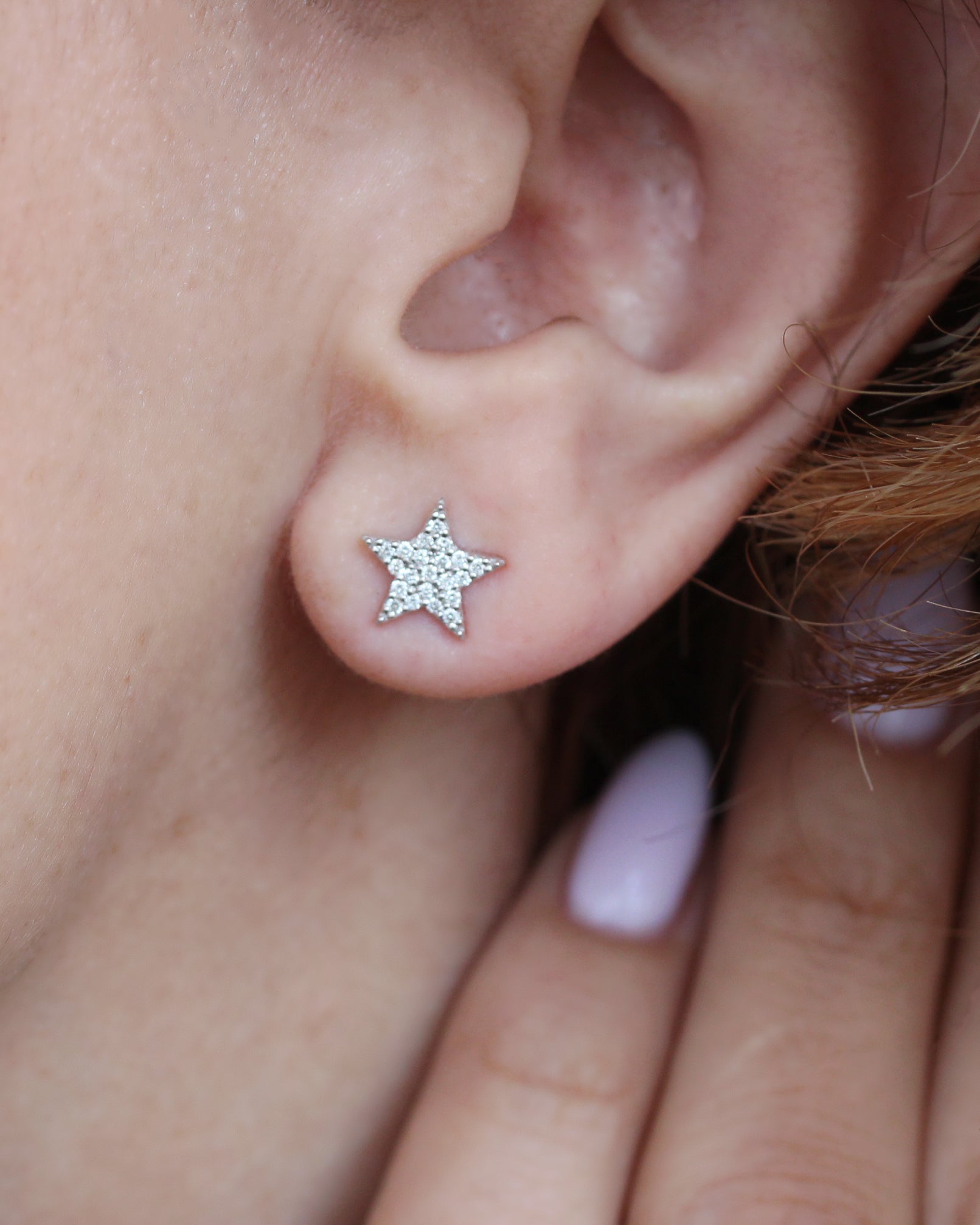 Dainty Tiny Star Diamond Stud Earrings