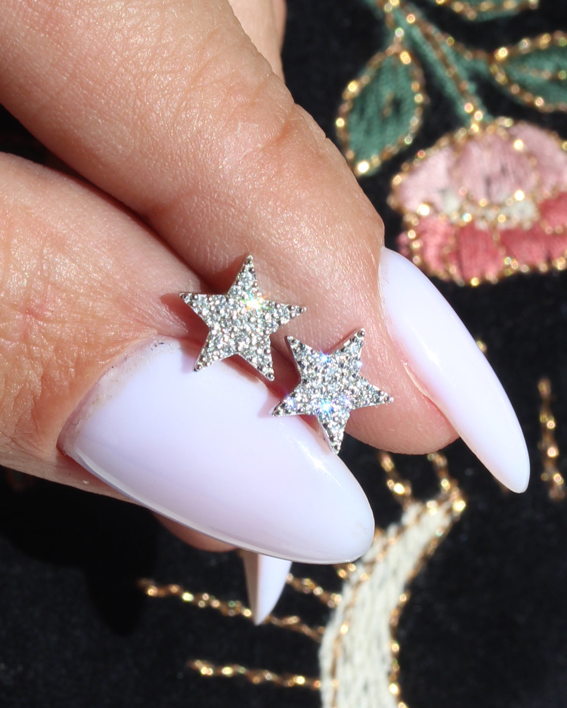 Dainty Tiny Star Diamond Stud Earrings