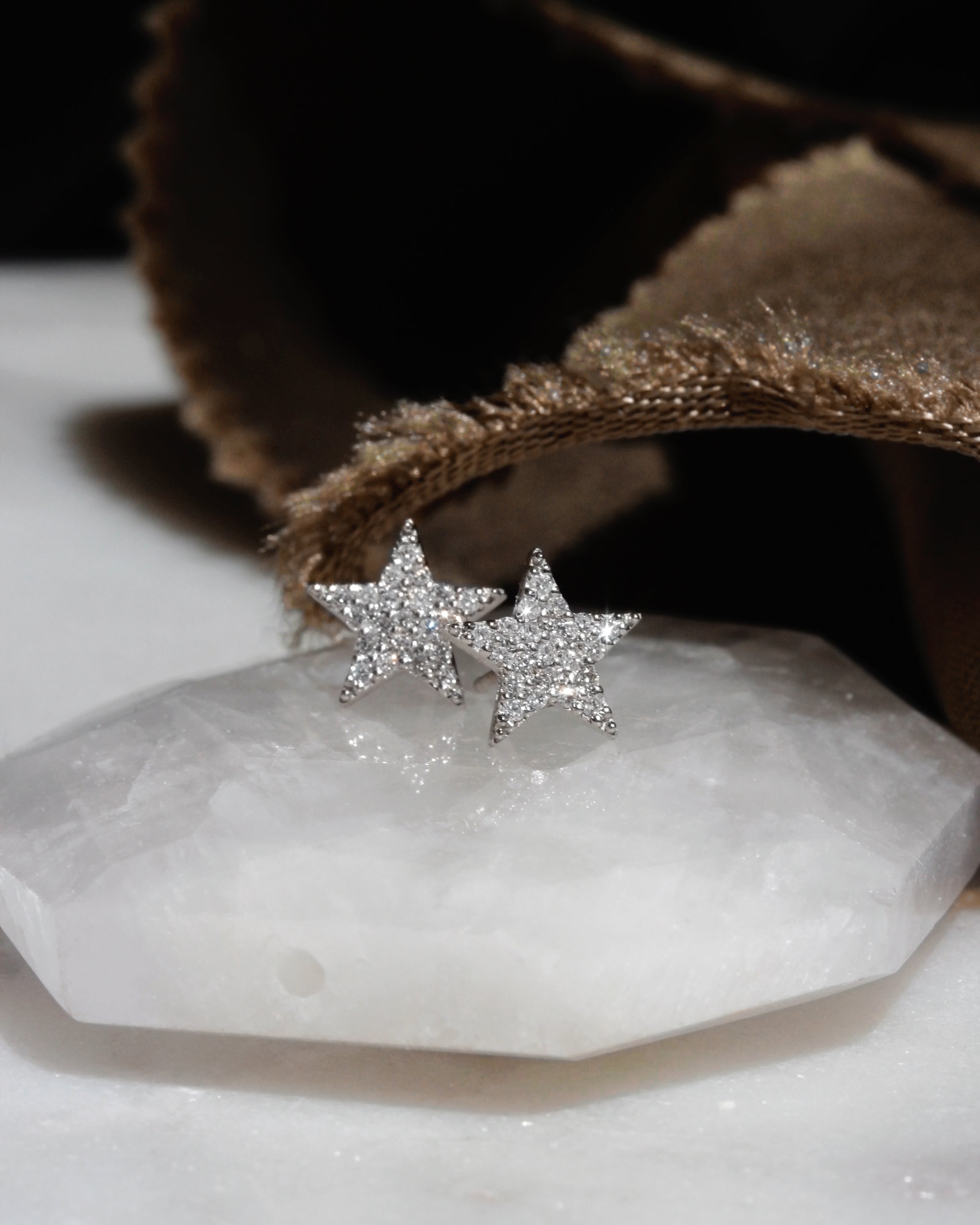 Dainty Tiny Star Diamond Stud Earrings