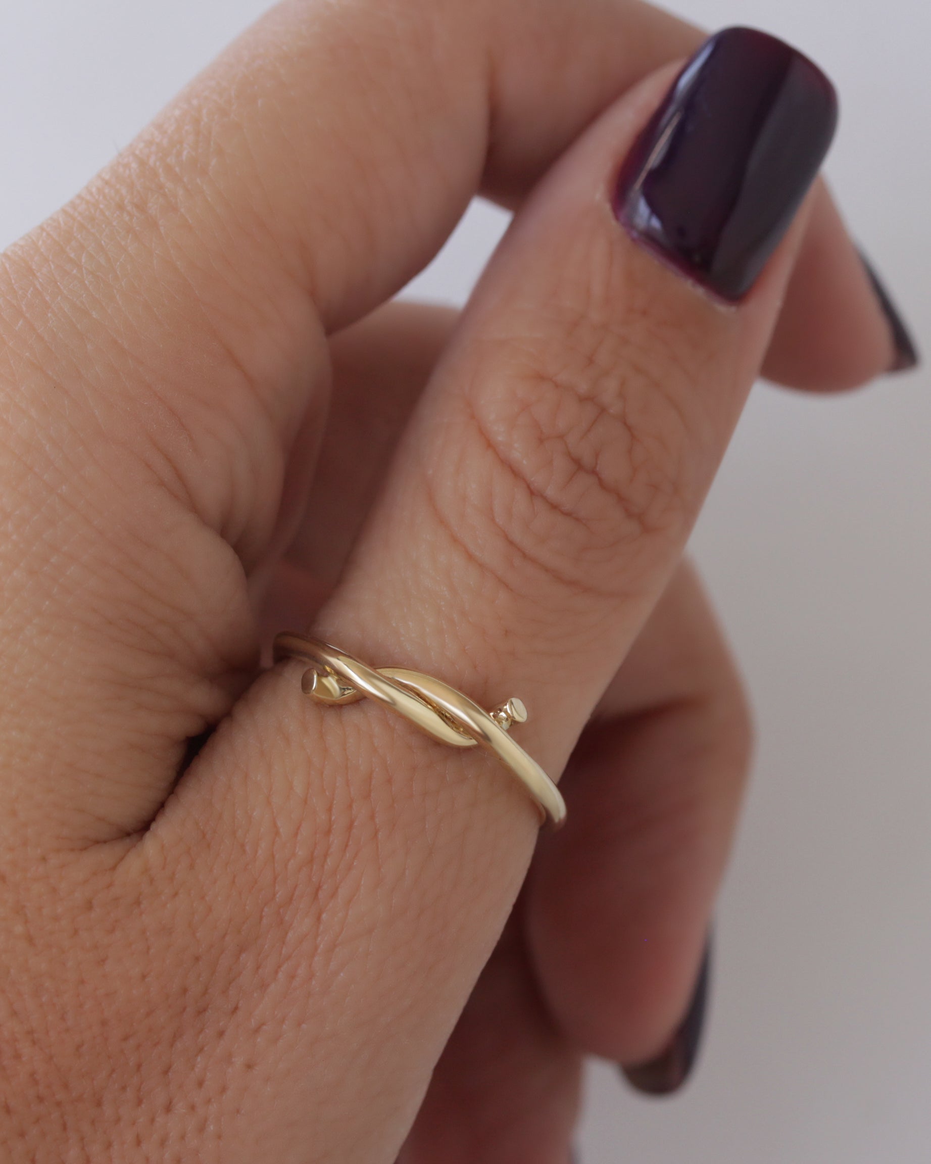 Delicate Twisted Knot Thumb Ring – Minimalist Knot Ring for Index or Wedding Band