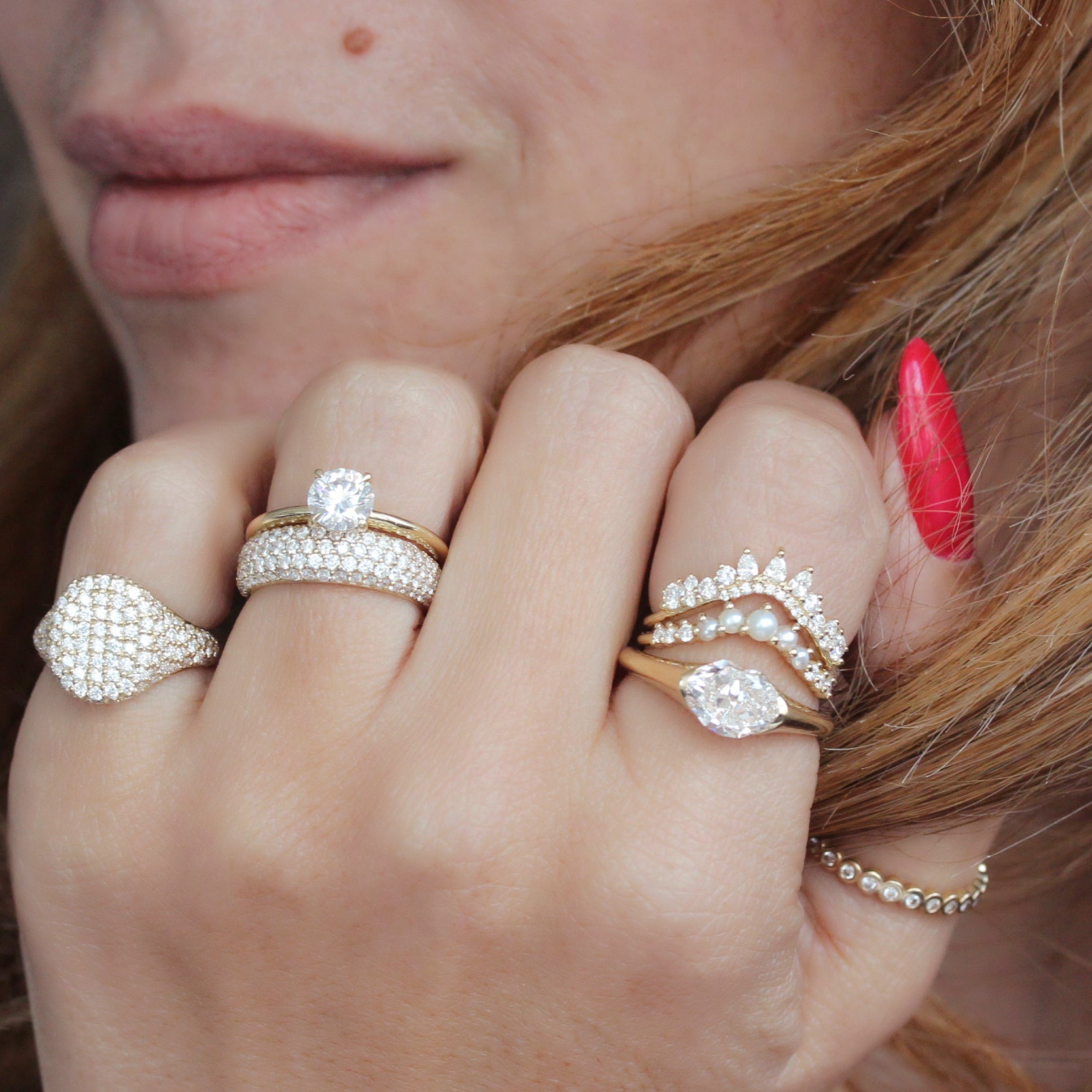 Diamond Signet Ring - Pinky Ring - Pave Diamond Ring