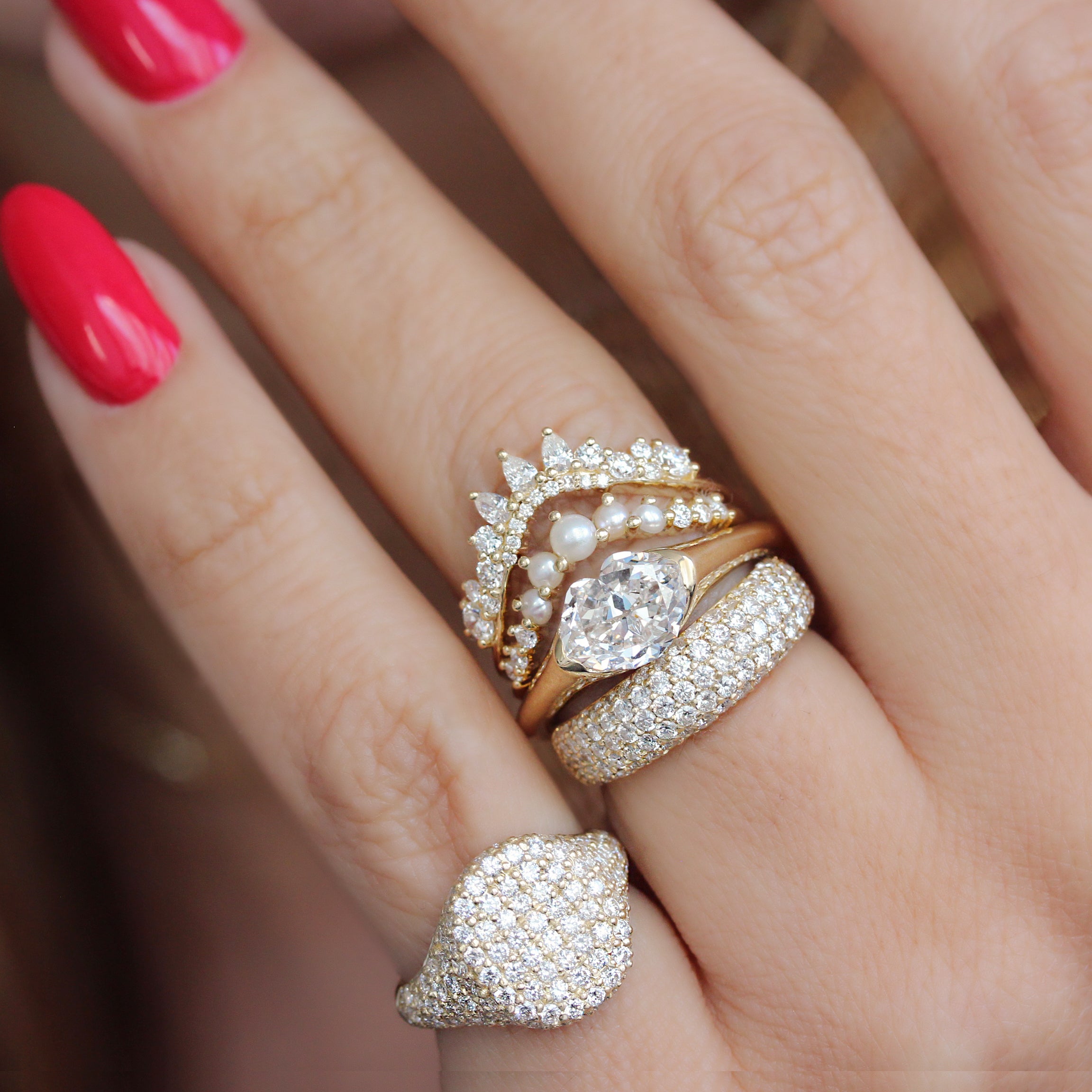 Diamond Signet Ring - Pinky Ring - Pave Diamond Ring