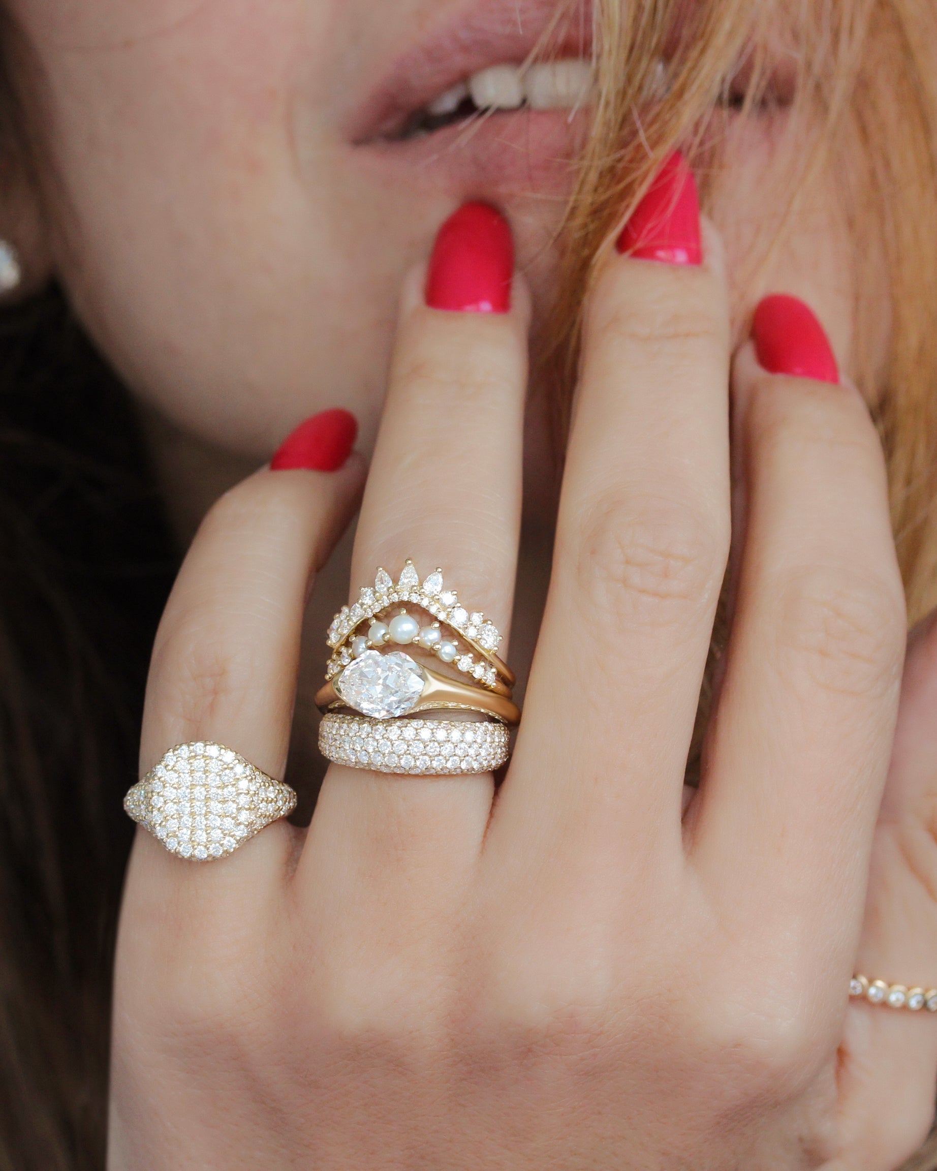 Diamond Signet Ring - Pinky Ring - Pave Diamond Ring