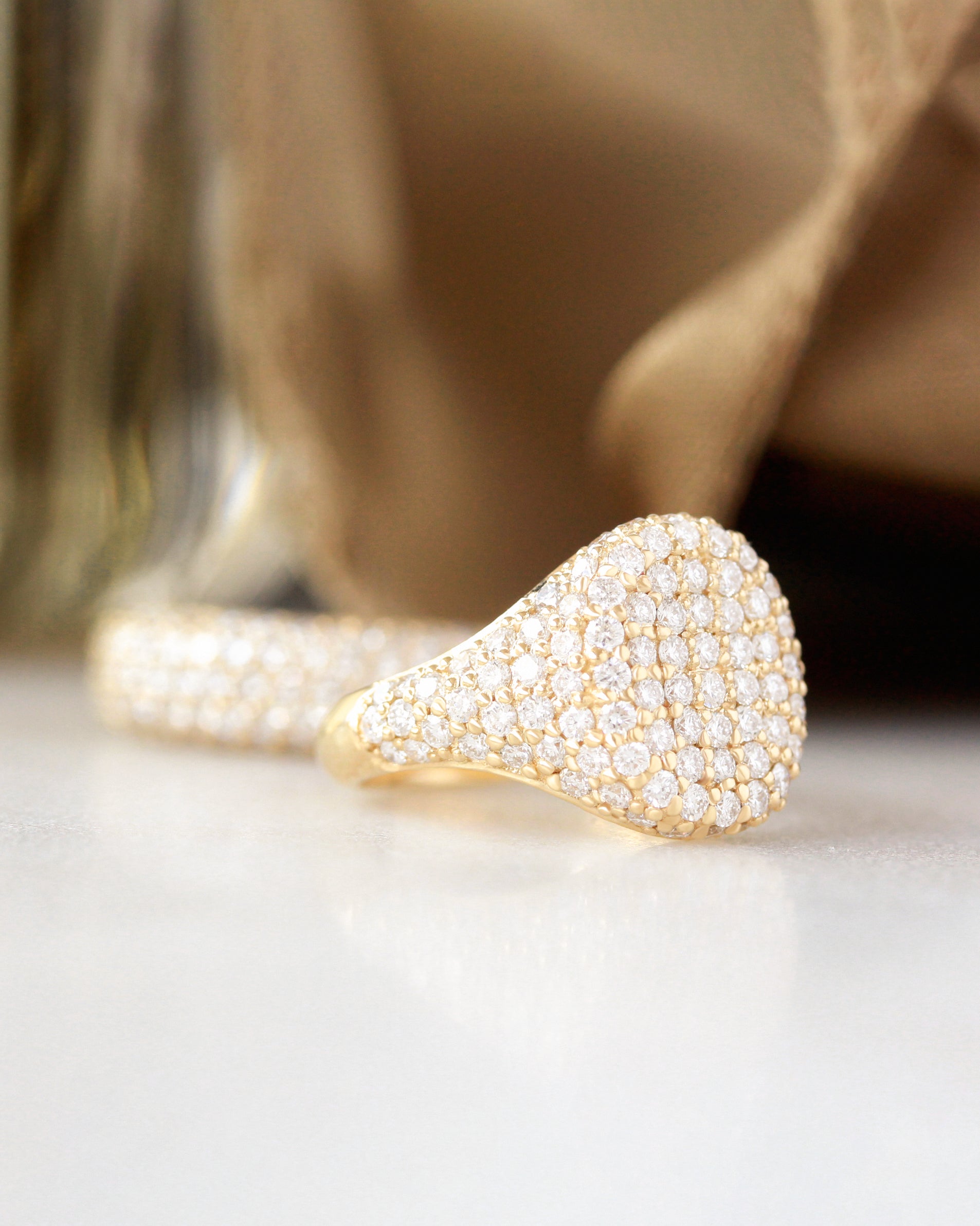 Diamond Signet Ring - Pinky Ring - Pave Diamond Ring