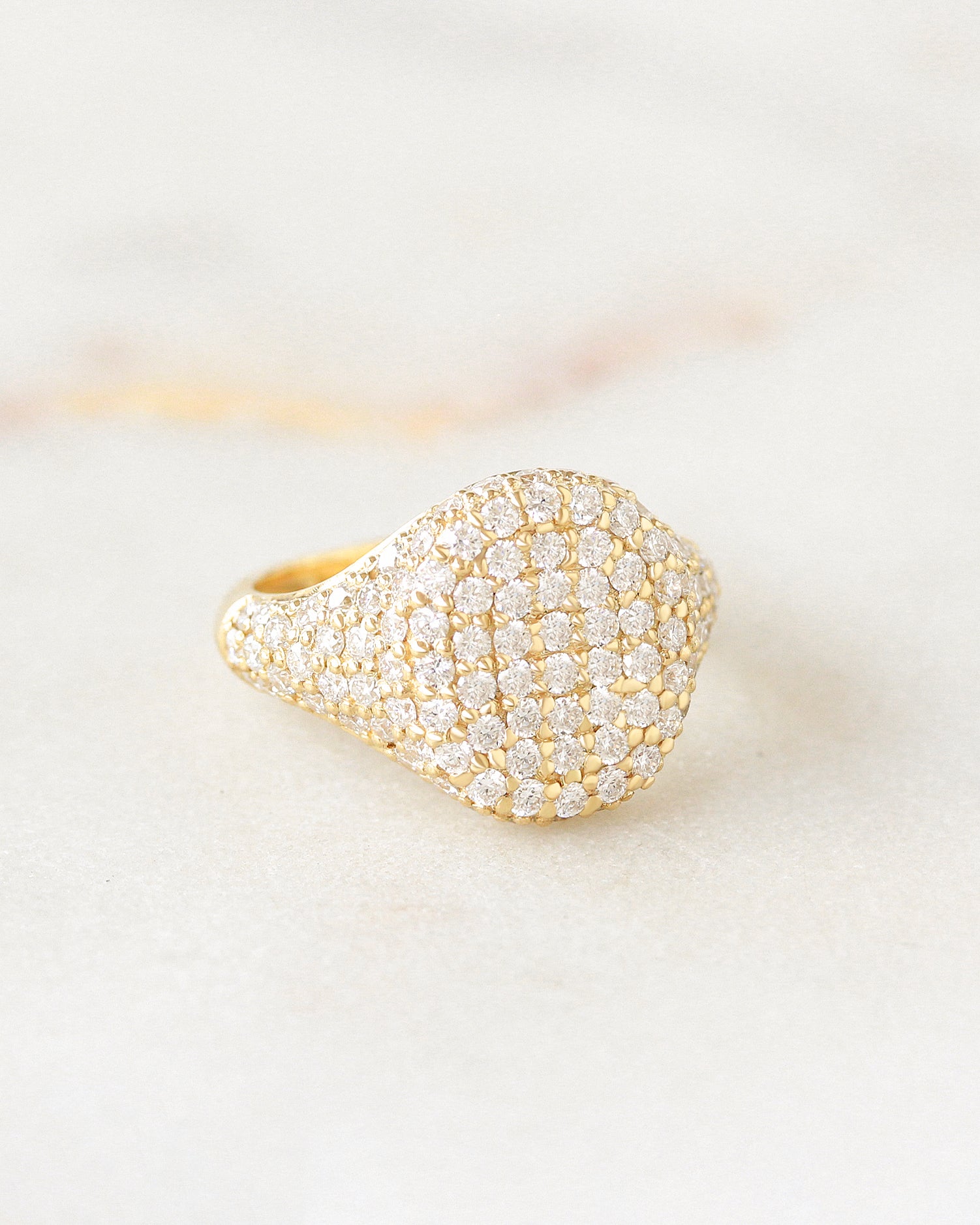Diamond Signet Ring - Pinky Ring - Pave Diamond Ring
